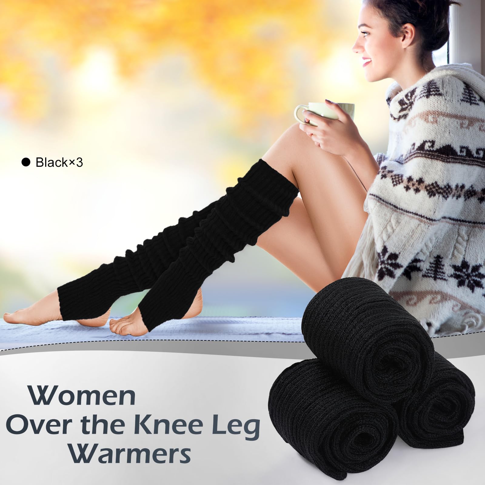 SATINIOR Satinior-over The Knee Ribbed-30 Satinior -Pierna larga de estribo-01 Unisex adulto (Pack de 3)