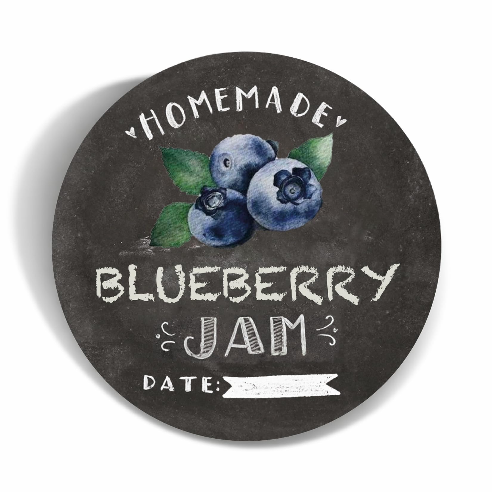 Set of 6, 12 or 24 Homemade Chalk Art Jam Stickers, Strawberry, Raspberry, Peach, Marmalade Labels, 56mm Waterproof Stickers (Pack of 24 Labels, Blueberry)