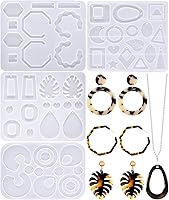 Patelai 4PCS Christmas Geometric Resin Earring Silicone Molds - DIY Epoxy Dangle Earrings, Necklace Pendants, Keychains Kit for Crafters