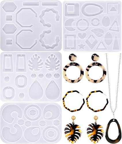 Miniatura 7 de Patelai 4 piezas de resina para el día de San Valentín, moldes de silicona para mujer, moldes de epoxi para fabricación de joyas, bricolaje y