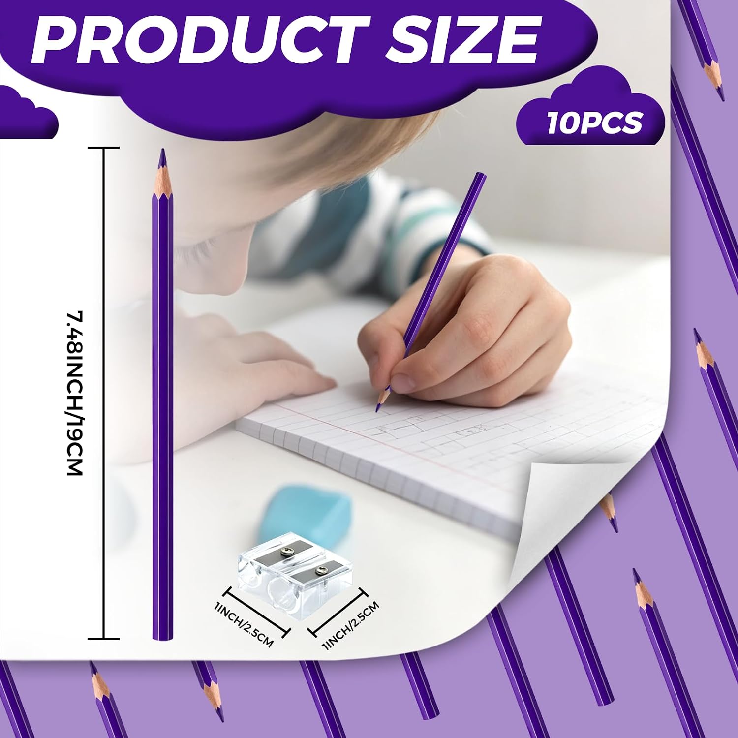 10 PCS Purple Colored Pencils, Pre-sharpened Professional Wooden Art Pencils Set for Artists Painting | Premium Drawing Sketching Supplies image 2