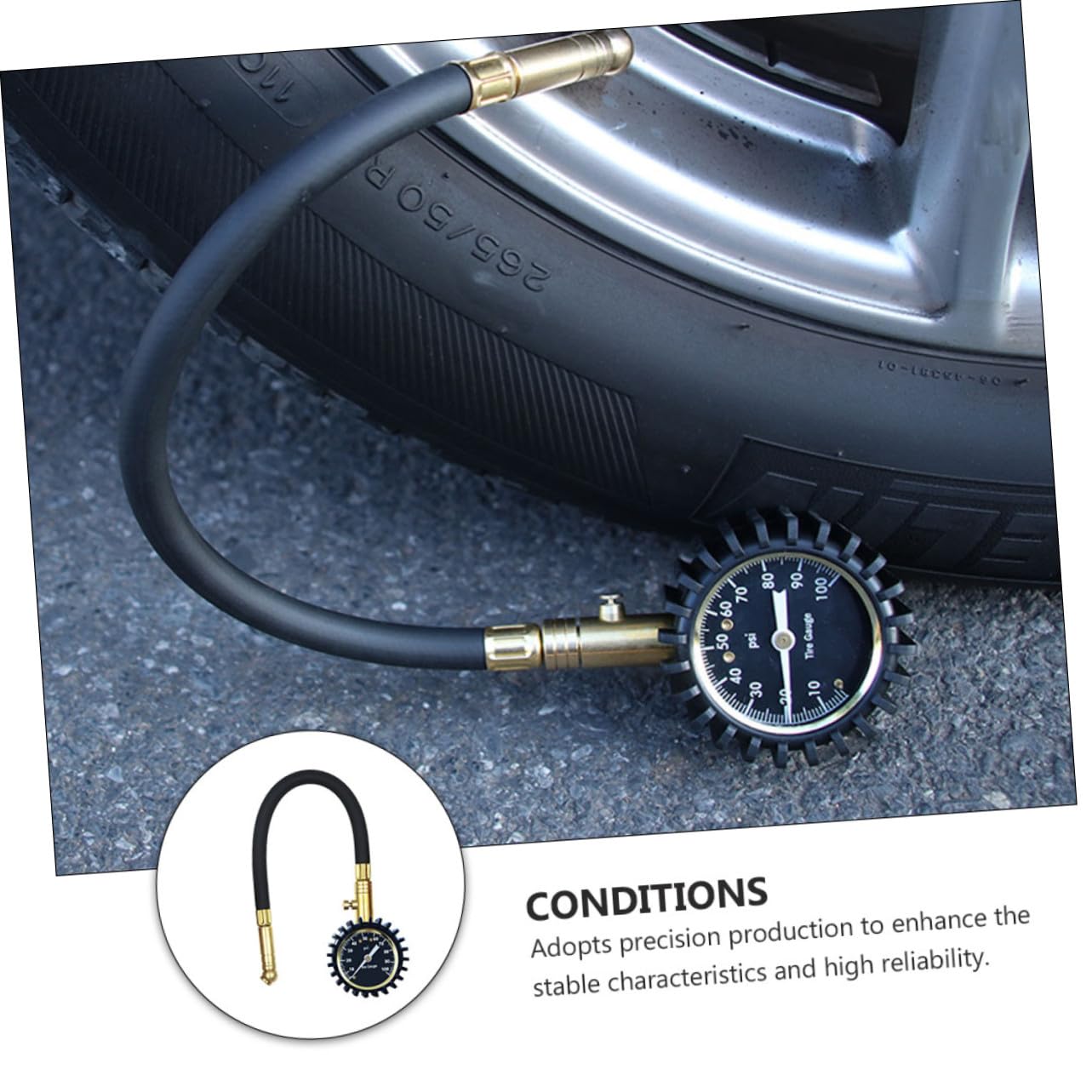 Manómetro Portátil para Neumáticos Coche con Manguera Flexible Inflador de Aire Duradero y Medidor de Presión para Automóviles