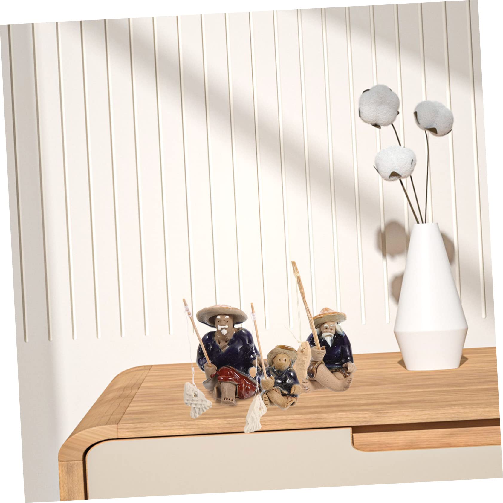 Artibetter 3-teiliges Fischer-Statue Set – Mini-Keramikfiguren Für Deko Zu Hause