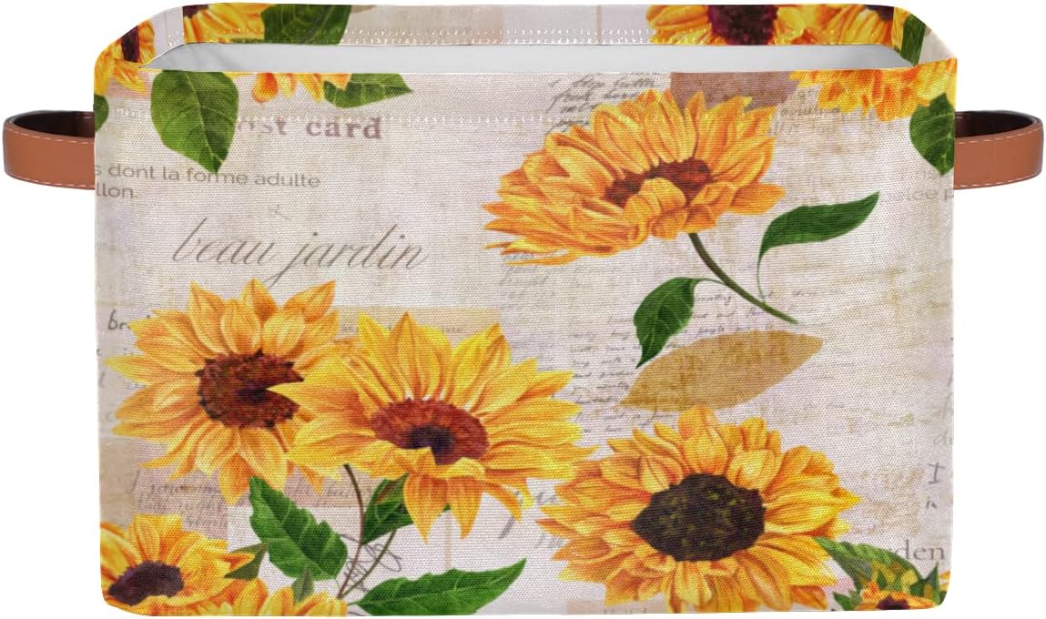 Storage Basket Flower Floral Sunflower, Large Foldable