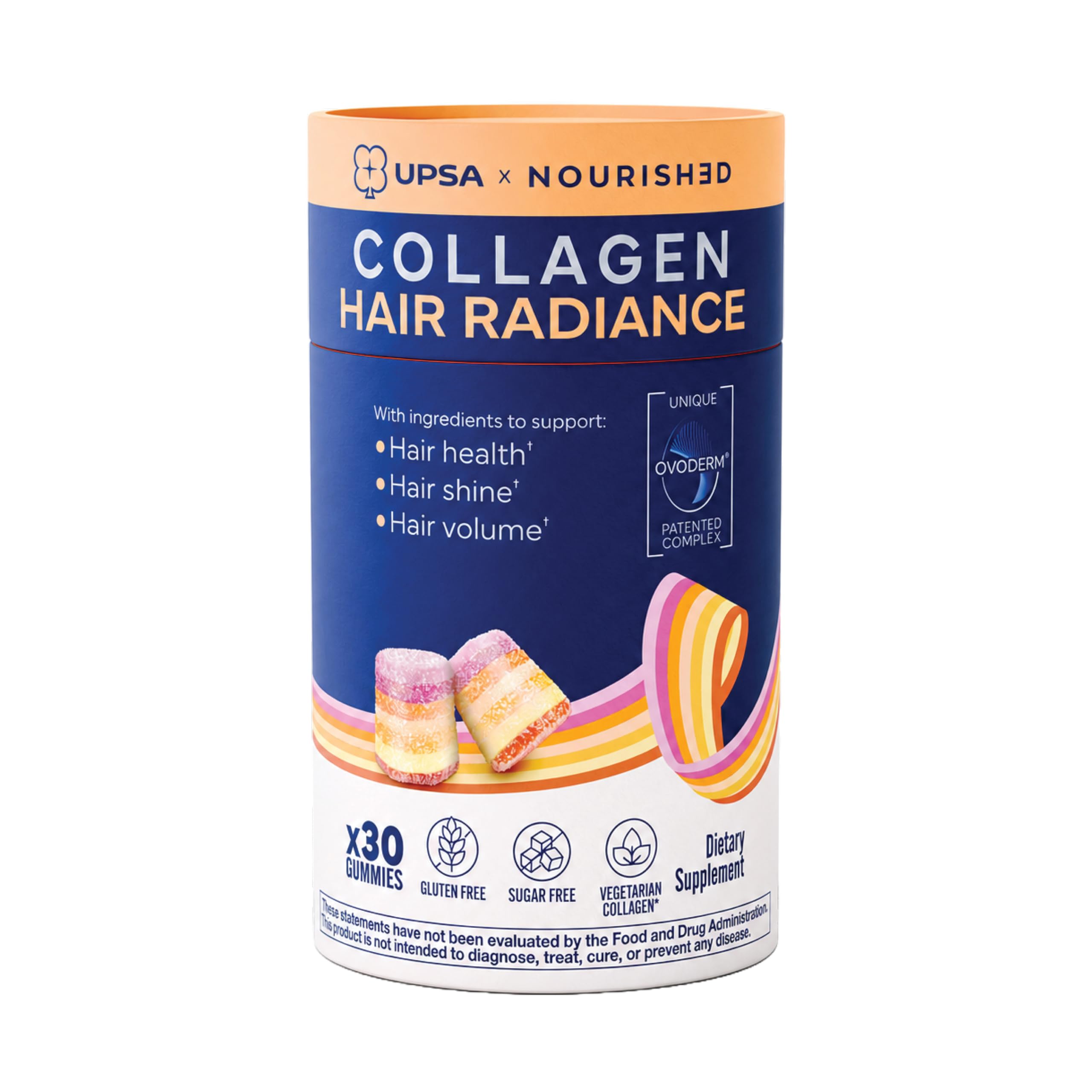 Upsa Nourished Hair Collagen Gummies with Biotin, Zinc & Copper, 30 Ct