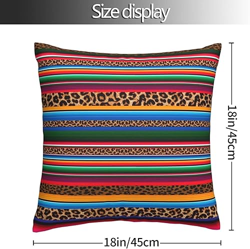 Miniatura 4 de Funda de almohada decorativa con estampado de leopardo y serapé México, funda de almohada suave de 18 x 18 pulgadas, funda cuadrada para sofá,