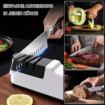SOARFLY Electric Knife Sharpener Professional Simple Electric Knife Sharpener Ergonomic Knife Sharpener Electric Knife Sharpener for Rough and Fine Ideal for All Knife Types
