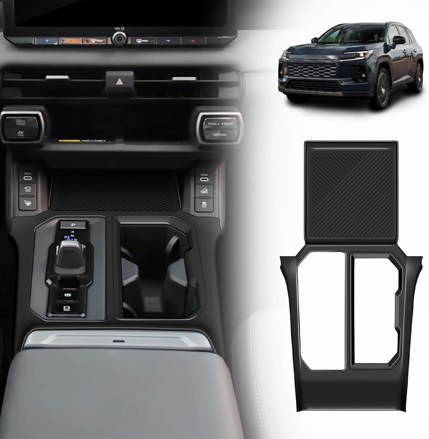 Silicone Gear Shift Cover with Charger Tray for 2026 Toyota Rav4, Anti-Slip Center Console Organizer, Scratch-Resistant, 2026 Toyota RAV4 Accessories