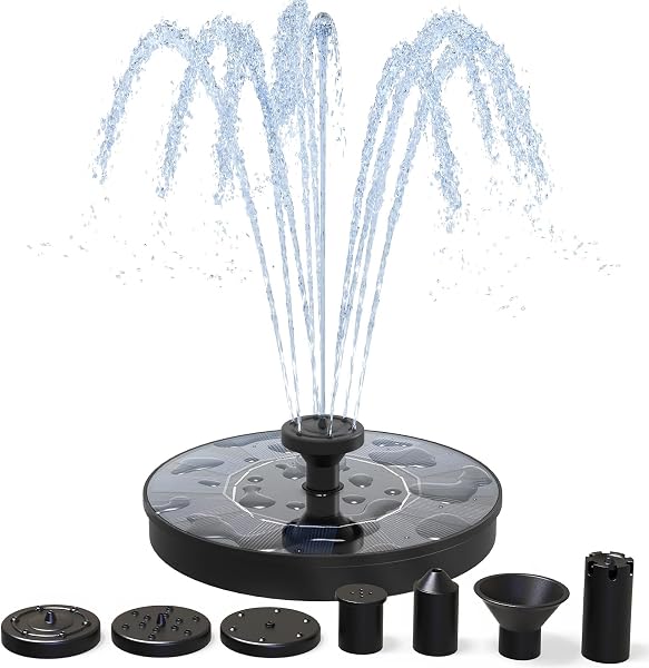 AISITIN Solarbrunnen für Draussen, Upgrade Springbrunnen für Außen, Solar Teichpumpe mit 6 Effekte Solar Wasserpumpe Solar schwimmender Fontäne Pumpe für Gartenteich, Wasserspiele,VogelBad und Teiche - 1
