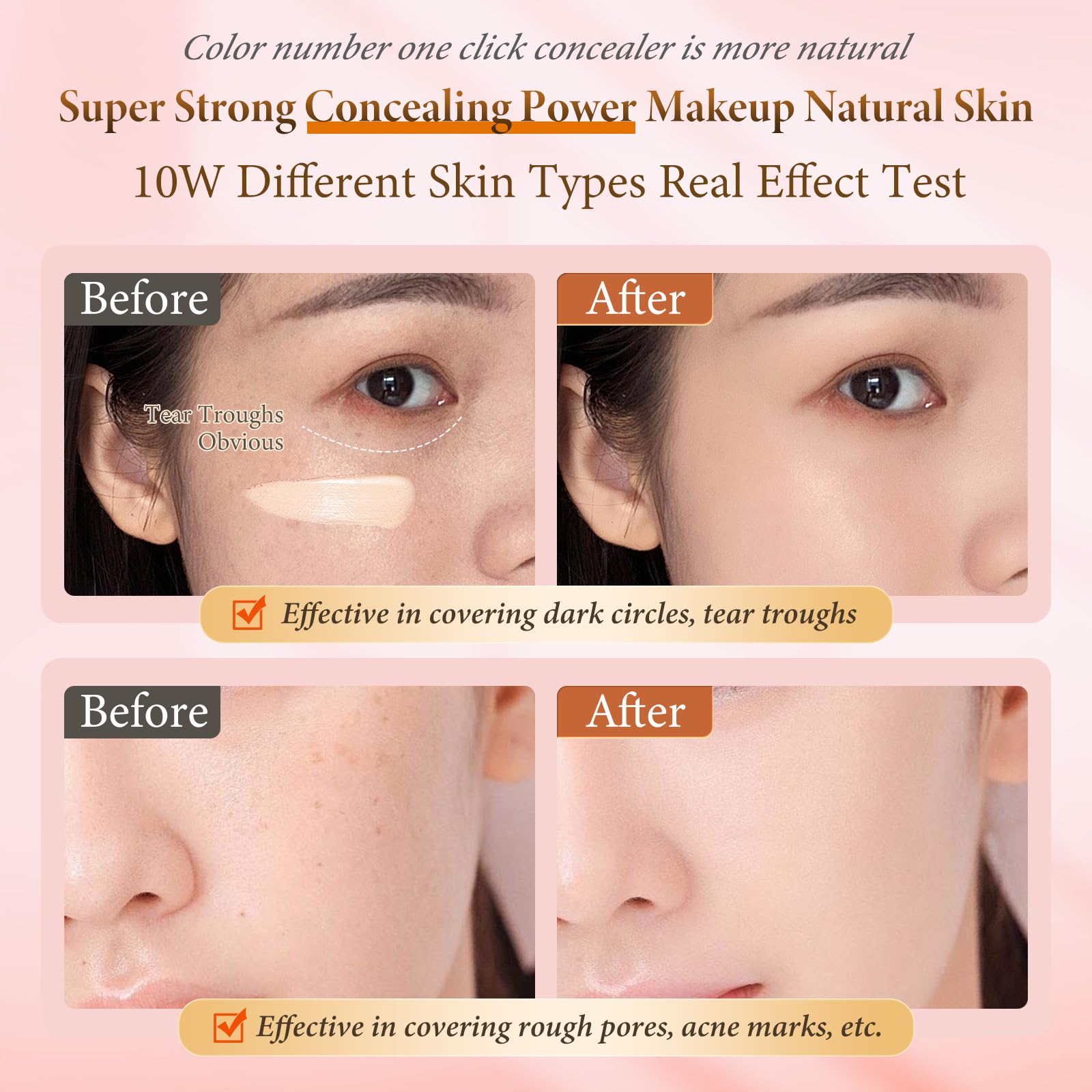 Cream Concealer Palette, 3-in-1 Full Coverage Color Correcting Concealer Stick - Image 3