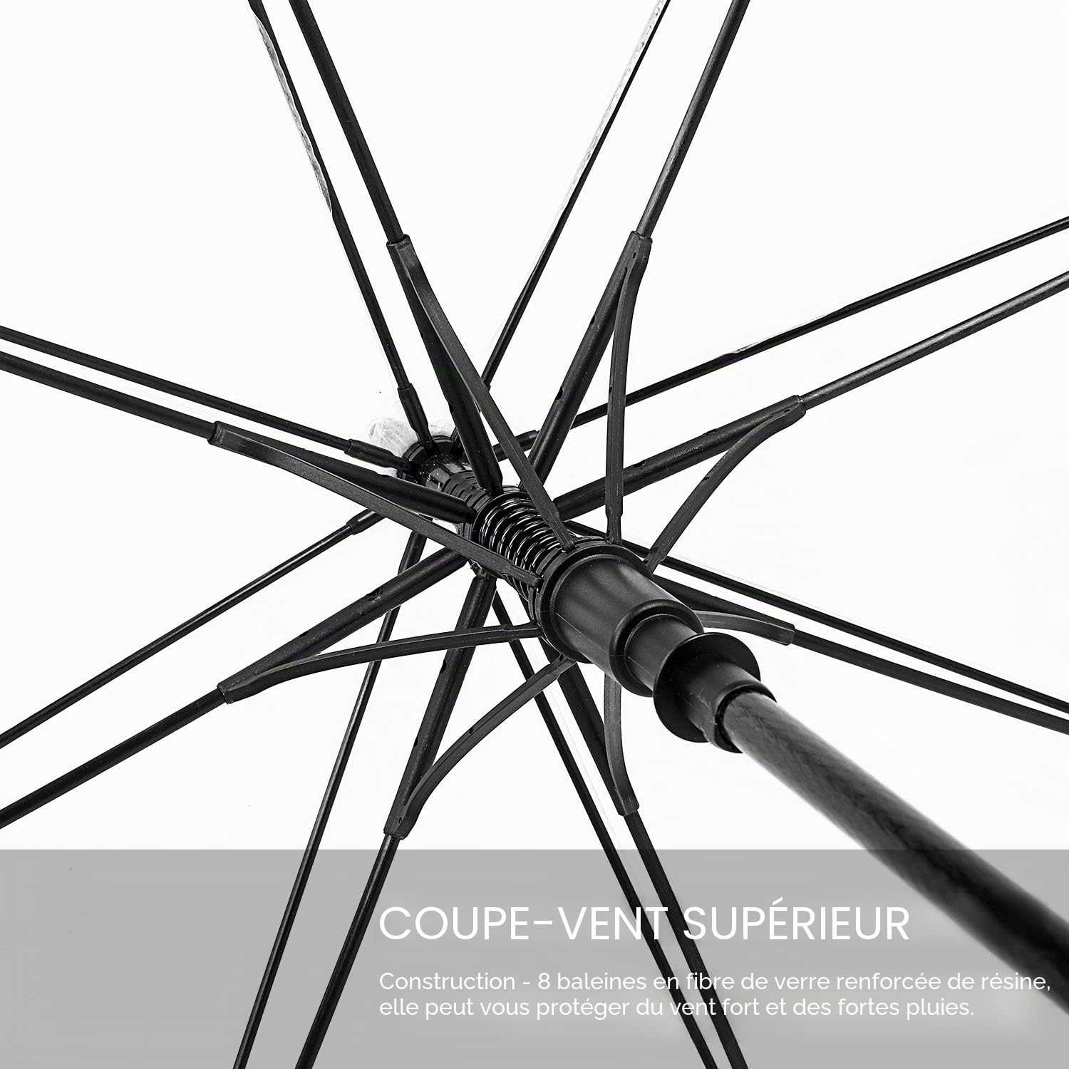 G4Free Parapluie de golf transparent de 157,5 cm avec ouverture automatique, surdimensionné, coupe-vent, imperméable avec manches, pour homme et femme