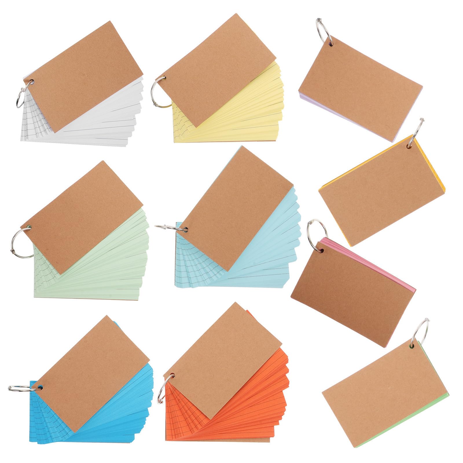 10 Stück Indexkarten aus Papier und Edelstahl mit Doppelseitigem Linierten Design und Ringbindung mit Tintenblutverhinderung und Flexibler Seitenverwaltung für Schule und Tägliche