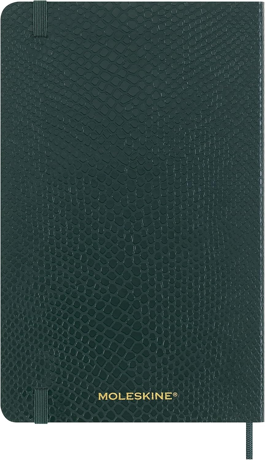 Moleskine Precious & Ethical notatnik z pudełkiem prezentowym, wegańska miękka okładka o wyglądzie pytona, elastyczne zamknięcie, kolor zielony, duży rozmiar 13 x 21 cm