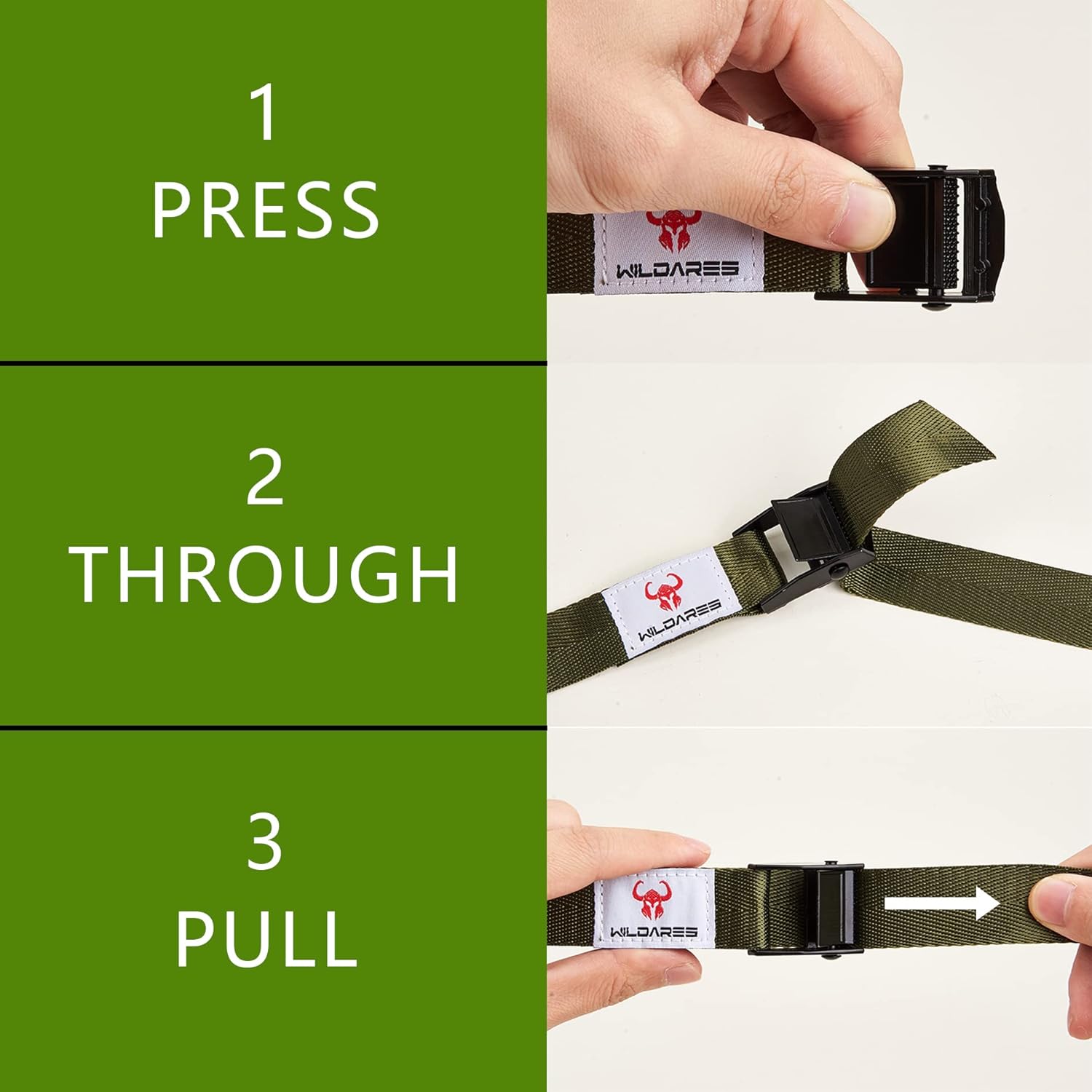 1" x 6.6' Trail Cam Strap,1800 lbs Heavy-Duty Trail Camera Straps, Game Cam Mounting,Tree Belts,Durable Nylon Fiber,Long-Lasting Alloy Buckle (Army Green 10Pcs) - Image 3