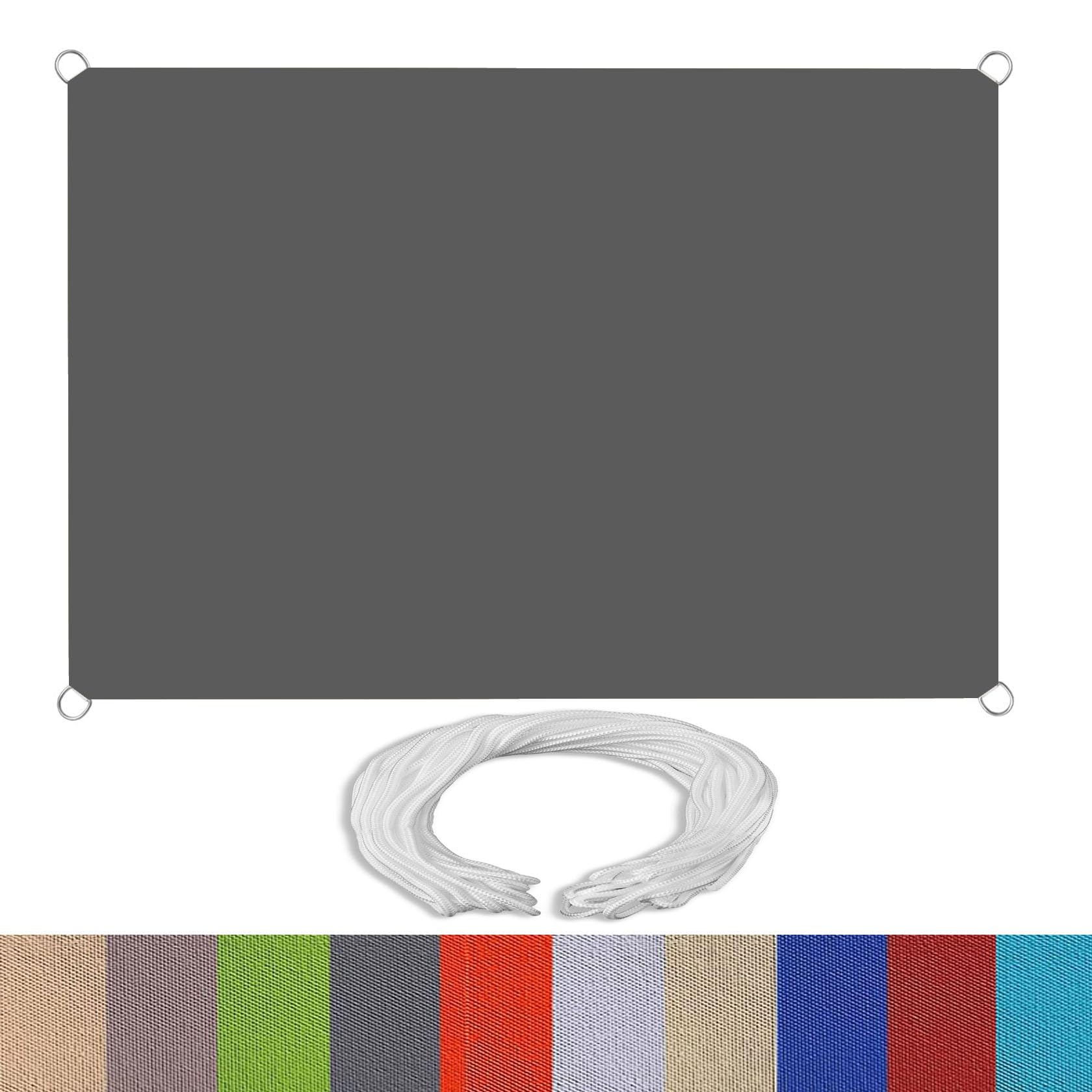 Voile d'ombrage imperméable 2.5 x 3 m gris foncé toile résistante à l'eau avec cordes balcon