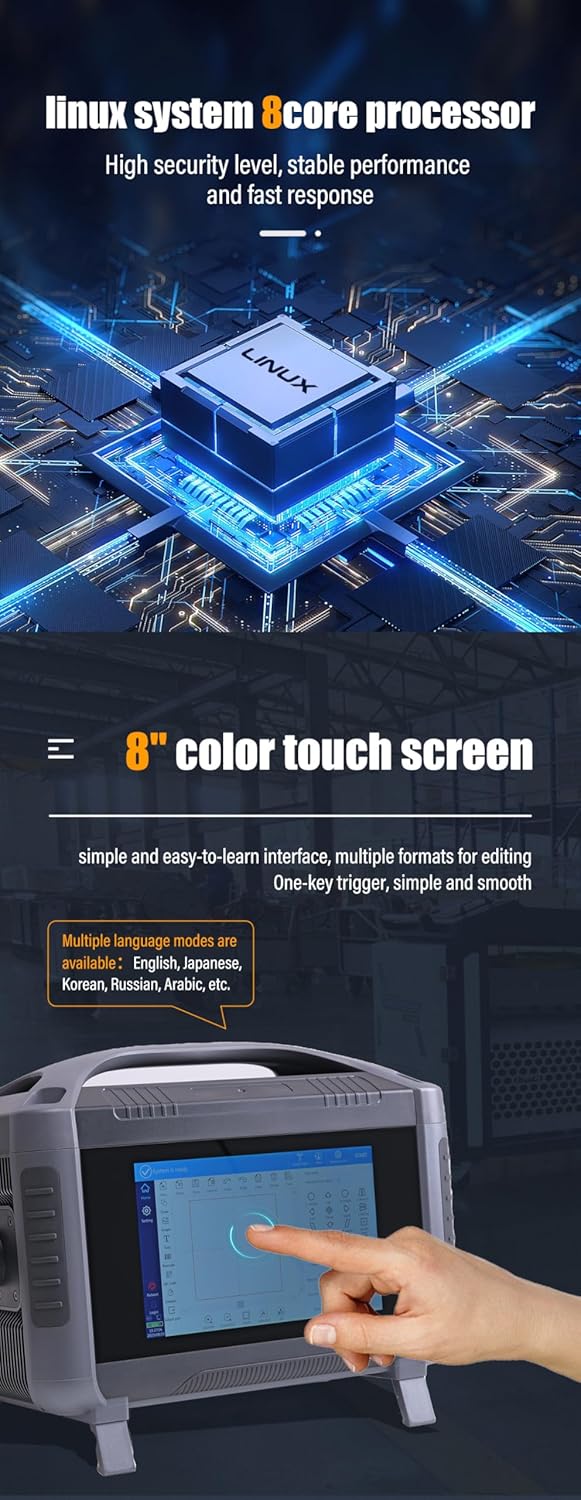 Fiber Laser Engraver Handheld Laser Marking Machine 30W Portable Laser Marker 100mm Logo Printing for Metal 110/220V Laser Engraving Machine for QR Text,Nameplate Laser Class II,Output Power 0.874mW