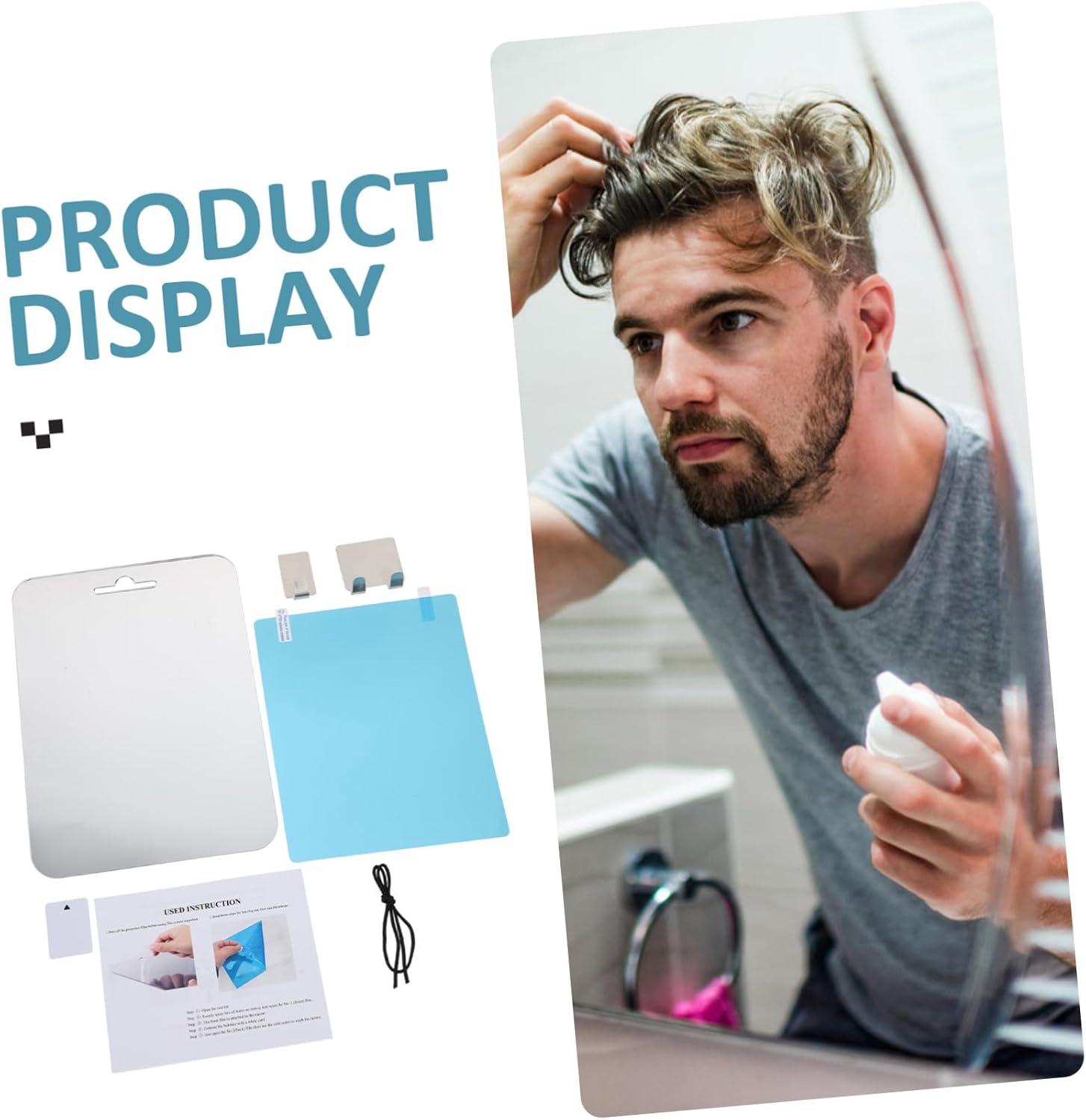 Fog Full Body Mirror Razor Holder Shaving Mirror for Shower True Non-reversing Portable Practical Home Bathroom