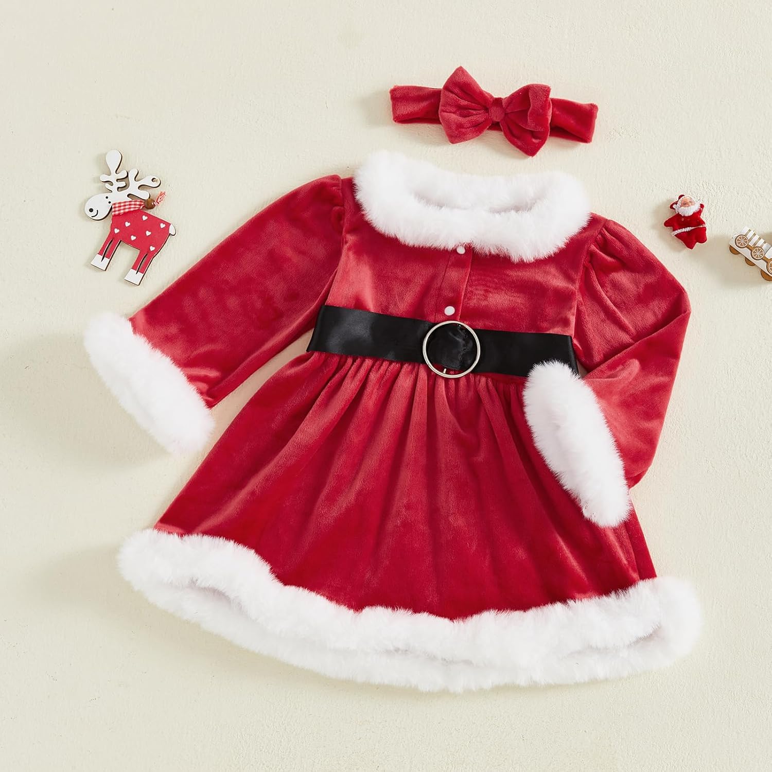 Toddler Baby Girl Christmas Dress Santa Claus Dress Long Sleeve Princess Party Dresses Cute Christmas Outfit - Image 2