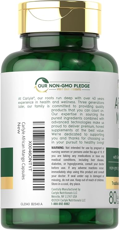 Carlyle African Mango Supplement | 80 Capsules | with Green Tea Extract