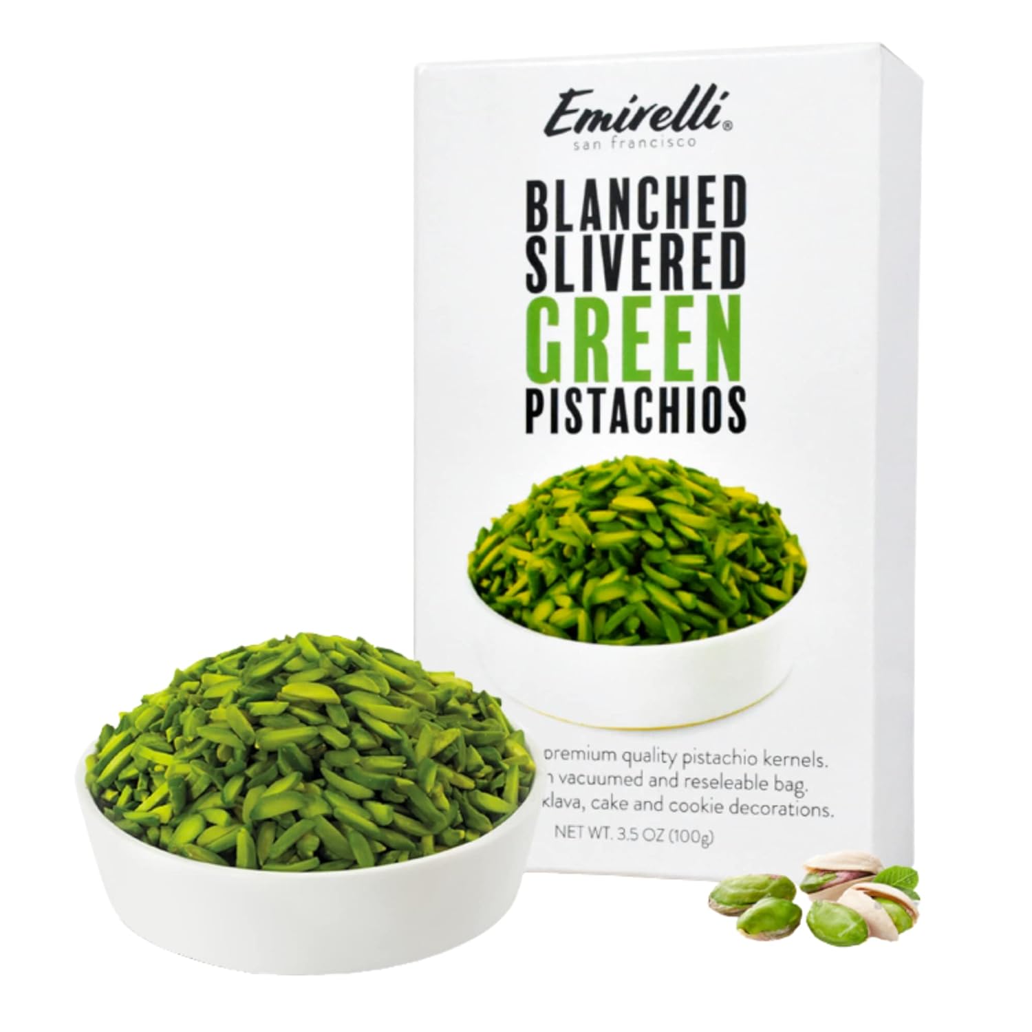 Emirelli Pistachios Slivered and Blanched, Turkish