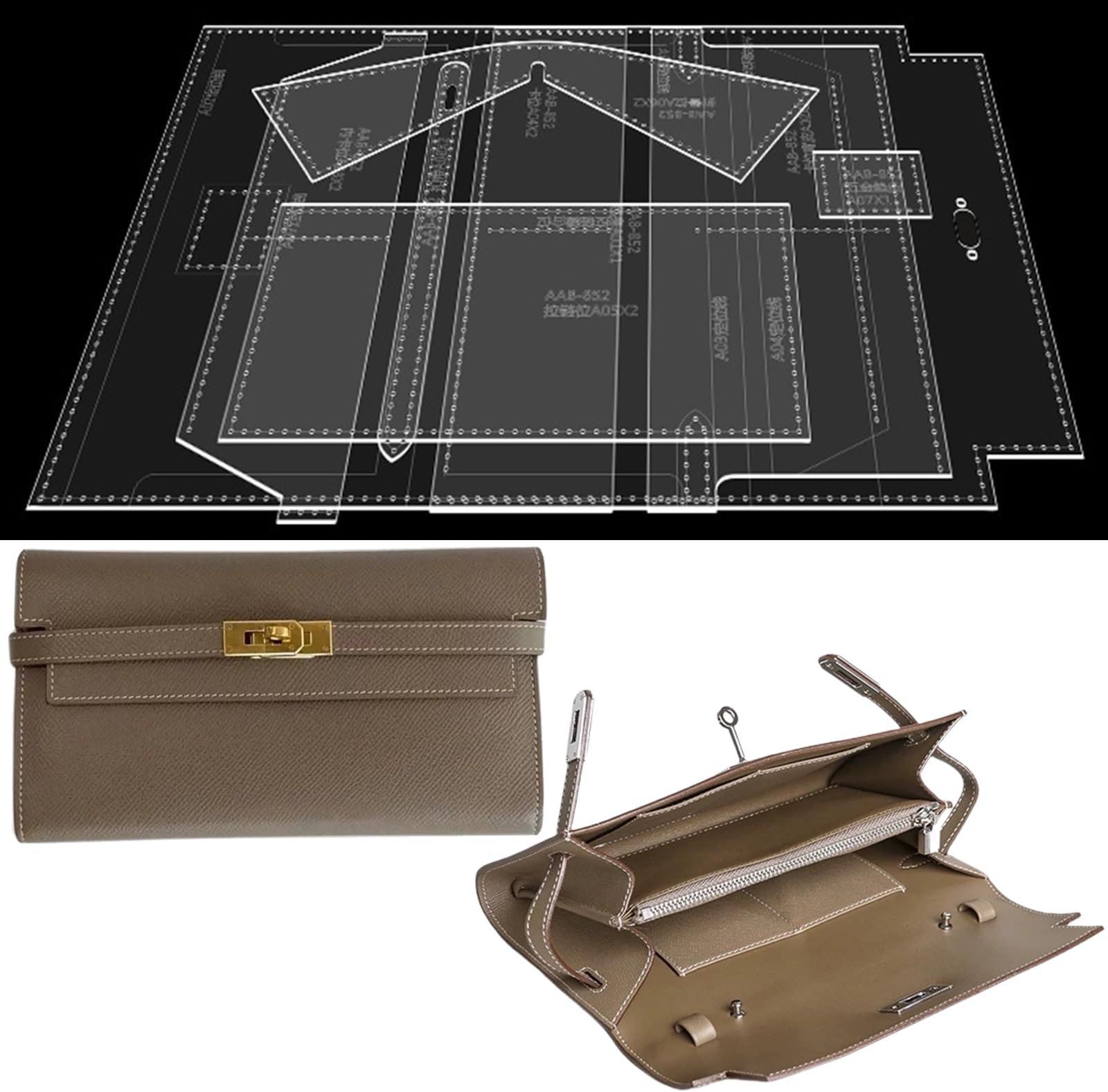 RIVEENY Acrylic Leather Patterns Templates for Leatherwork, Bag Making, Wallet, Purse & Card Case