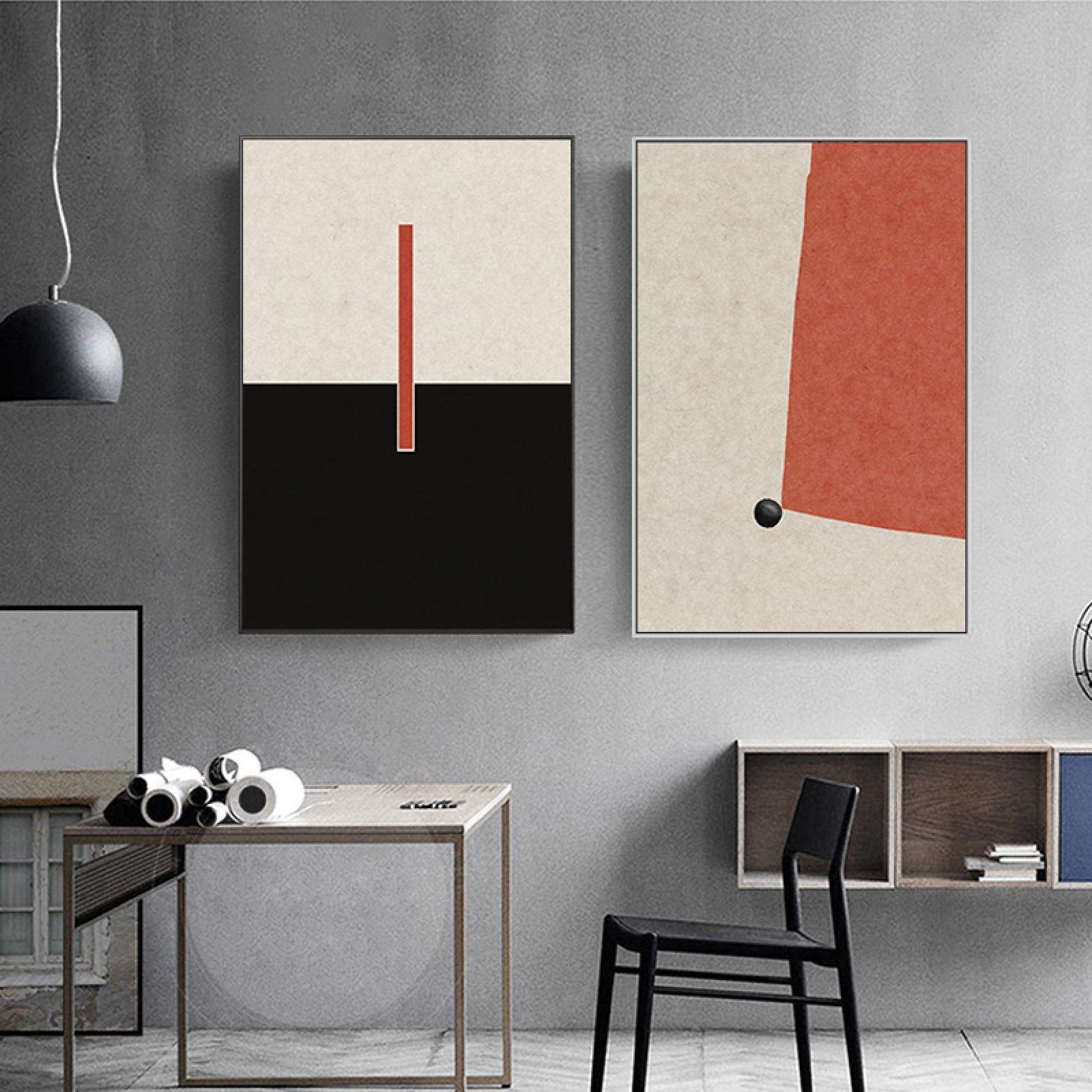 Affiche impression murale salon tableau abstrait géométrique noir et blanc 50x75 - 8
