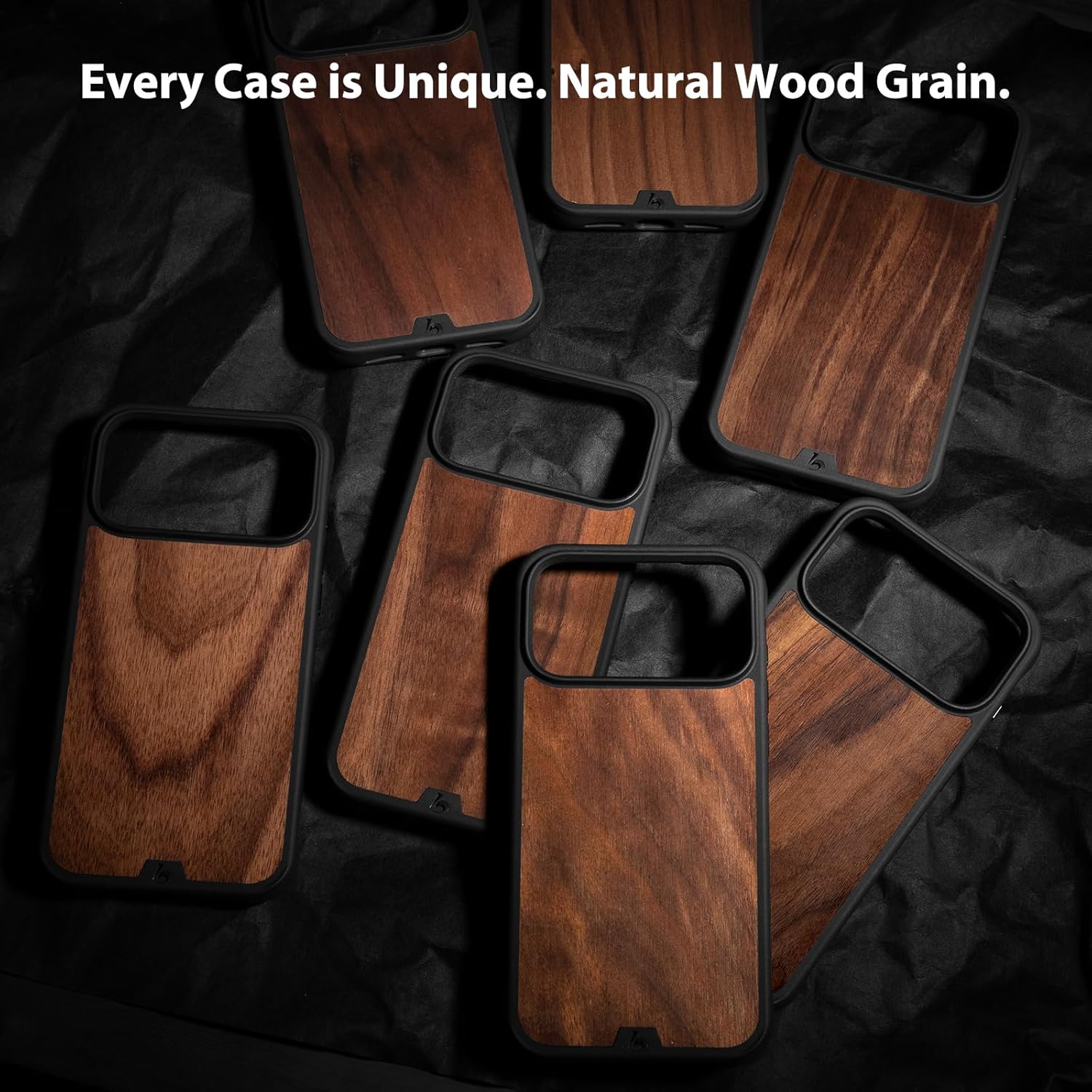 Belemay Real Walnut Wood Case for iPhone 17 Pro, Compatible with MagSafe Camera Control Button, Natural Grain Premium Feel, Grippy TPU Bumper with Air-Cushioned Corners, Metal Buttons, 6.3" Walnut