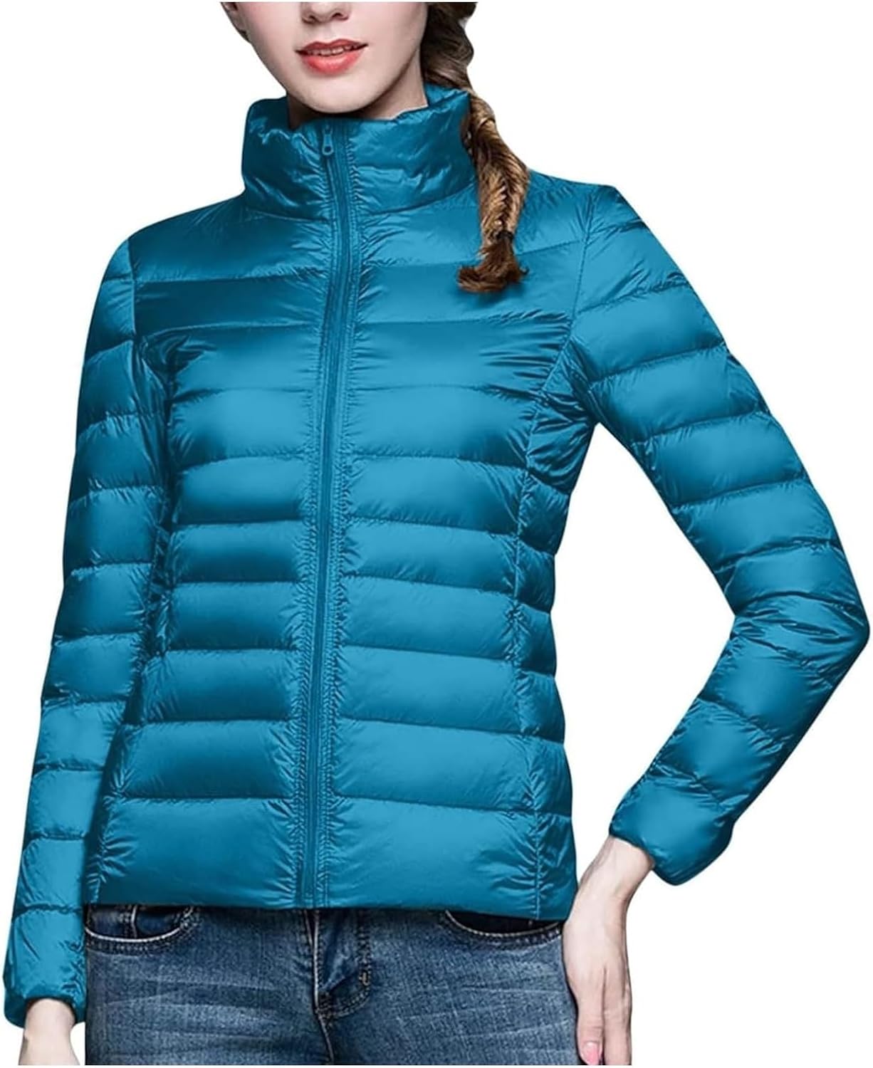 LIYUN Winter Jacket, Women's Transition Jacket, Lightweight Quilted Jacket, Winter Warm Down Jacket, Autumn Zip, Puffer Jacket, Women's Quilted Coat With Pockets(Blue,6X-Large)