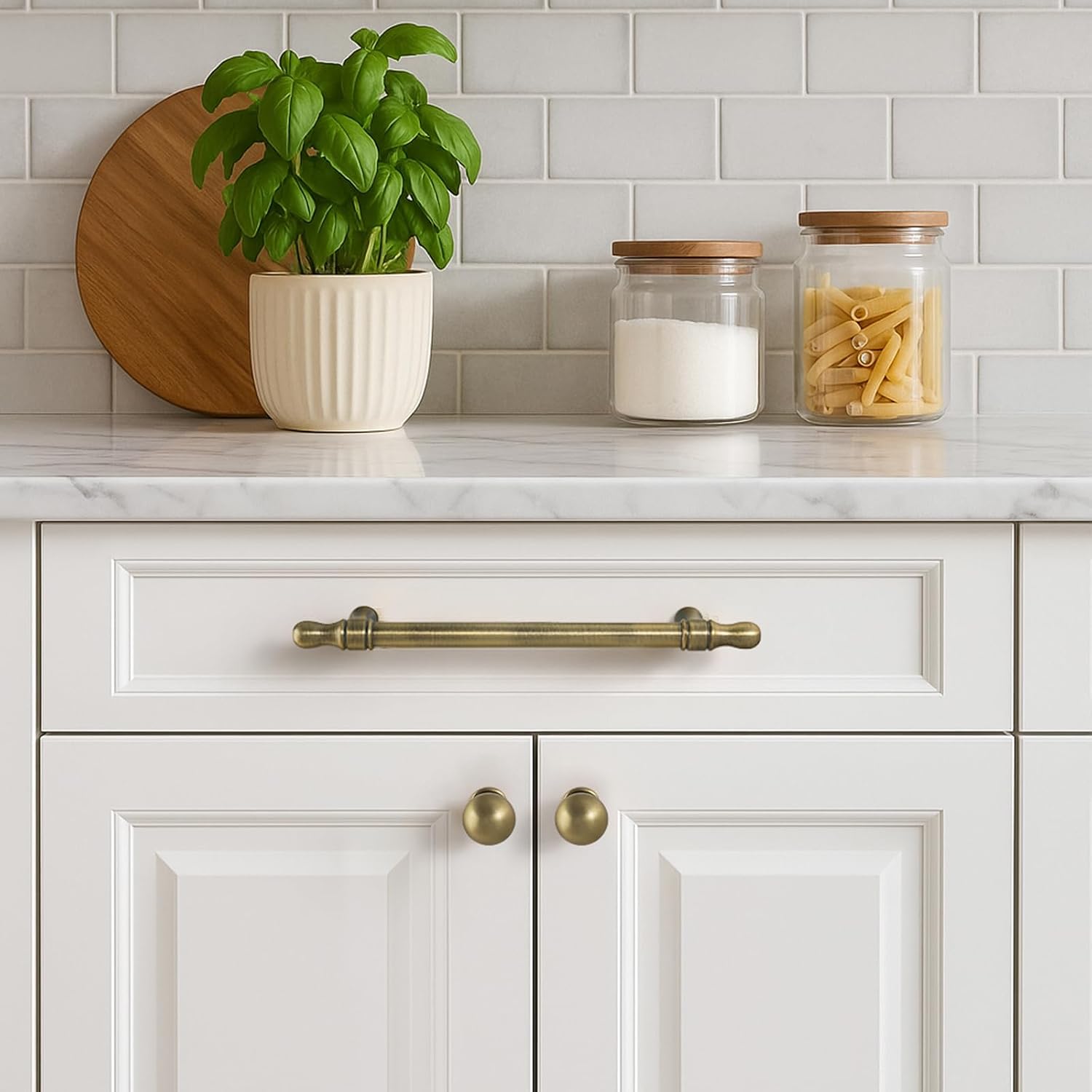 Cabinet Knobs Brushed Antique Brass, 10 Pack Drawer Knobs for Kitchen Cabinets, Dresser Knobs, Bathroom Cabinet Hardware