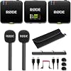 Rode Wireless GO (Gen 3) Micrófono inalámbrico con 2 adaptadores de mano Interview GO — Micrófono inalámbrico de 32 bits flotante para entrevistas, reportajes, cobertura de eventos, podcasting con dos anfitriones USB 1