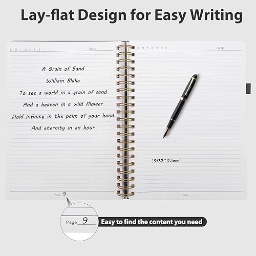 Miniatura 3 de Cuaderno de espiral, 8.5 x 11 pulgadas, cuadernos universitarios a rayas para trabajotoma de notas, diario de escritura de tapa dura de cuero para