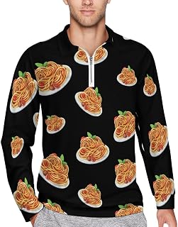 Italy Pasta Noodle Men's Polo Shirts Long Sleeve Golf T-Shirts Casual Collared Tee