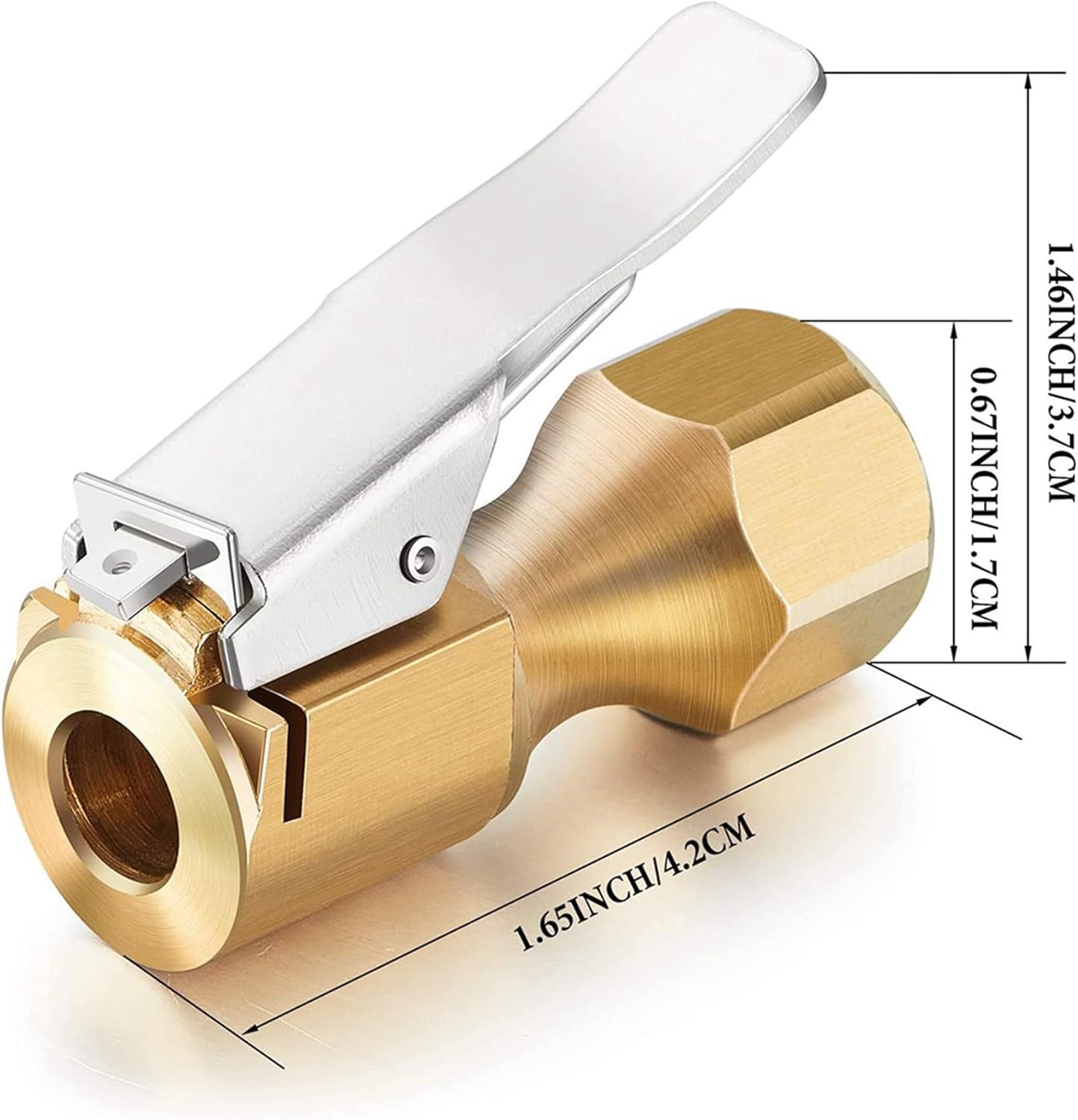 30 Pieces Brass Air Chuck Open Straight Tire Chuck with Clip for Tire Inflator Gauge Compressor Accessories