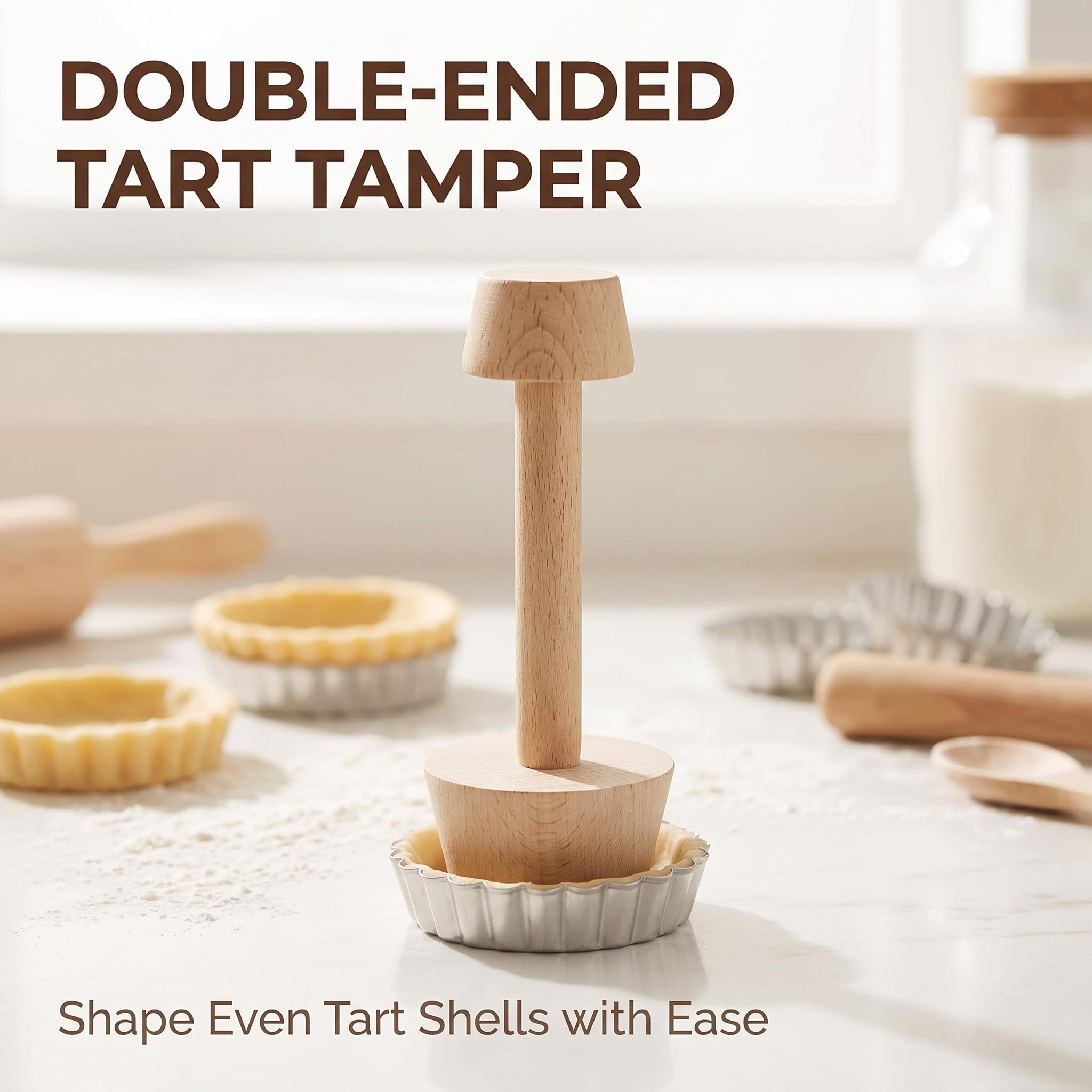 Wooden Tart Tamper - Perfect Pastry Press -2 Wooden Tart Tamper - Perfect Pastry Press -2