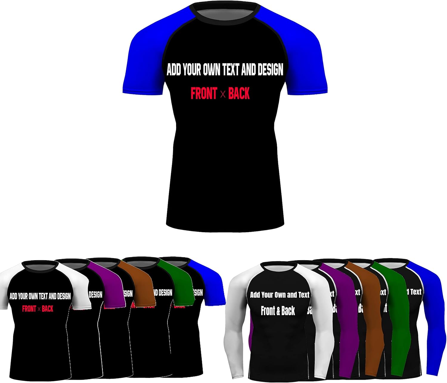 Custom Your Own Print Front & Back BJJ Foundation Rash Guard - Short Sleeve Compression Base Layer Rash Guard