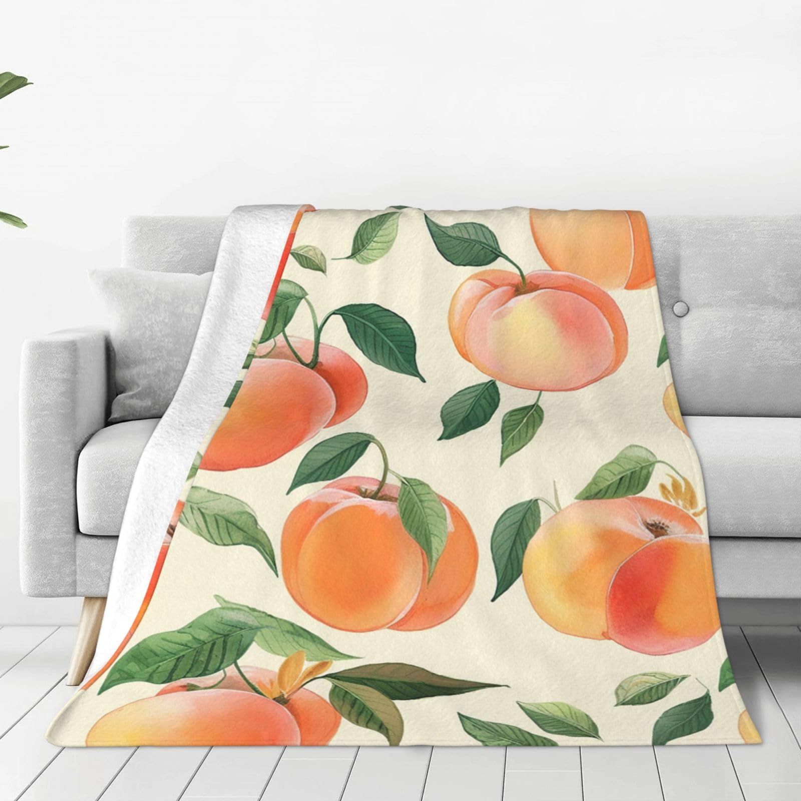 Peach Throw Blanket for Couch, Plush Fuzzy Soft Flannel Blankets and Throws for Sofa, 50"x40" Bed Blankets for Travel Camping Chair, All Season Warm Fleece Blanket