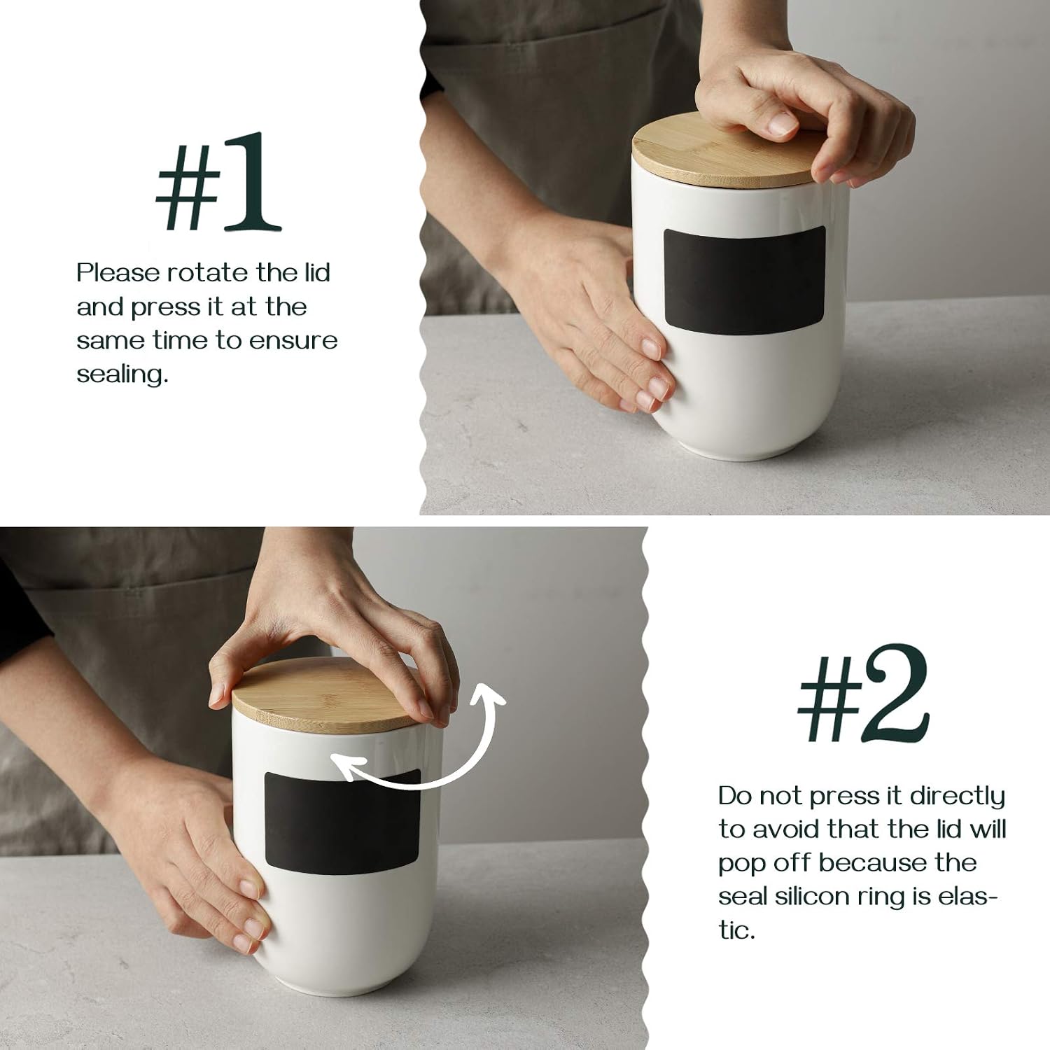 DOWAN Coffee Canister for Ground Coffee, 32 OZ (950 ML) Kitchen Canisters with Airtight Lid & Chalkboard, Farmhouse White Ceramic Canisters, Food Storage Containers for Coffee, Sugar, Tea, Salt
