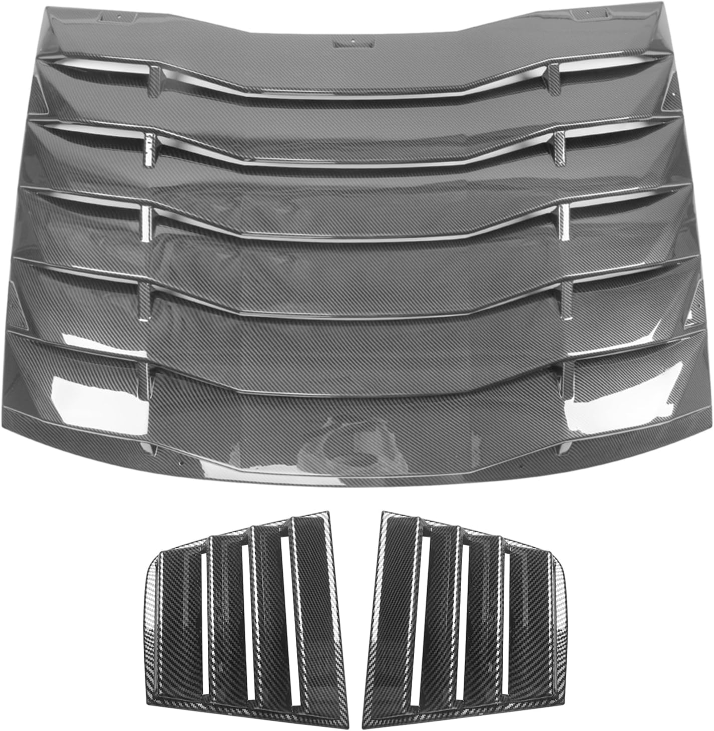 IKON MOTORSPORTS, Side Window Scoop Louver & Rear Cover Compatible with 2011-2023 Dodge Charger, Side Window Scoop Louver Cover Carbon Fiber Print - Polypropylene, 2012 2013 2014 2015 2016 2017