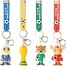 Porte-CléS Mascotte De La Coupe Du Monde 2026, 4 PièCes Porte-CléS Cartoon De La Coupe Du Monde 2026, Articles Pour Fans De Football Pendentifs