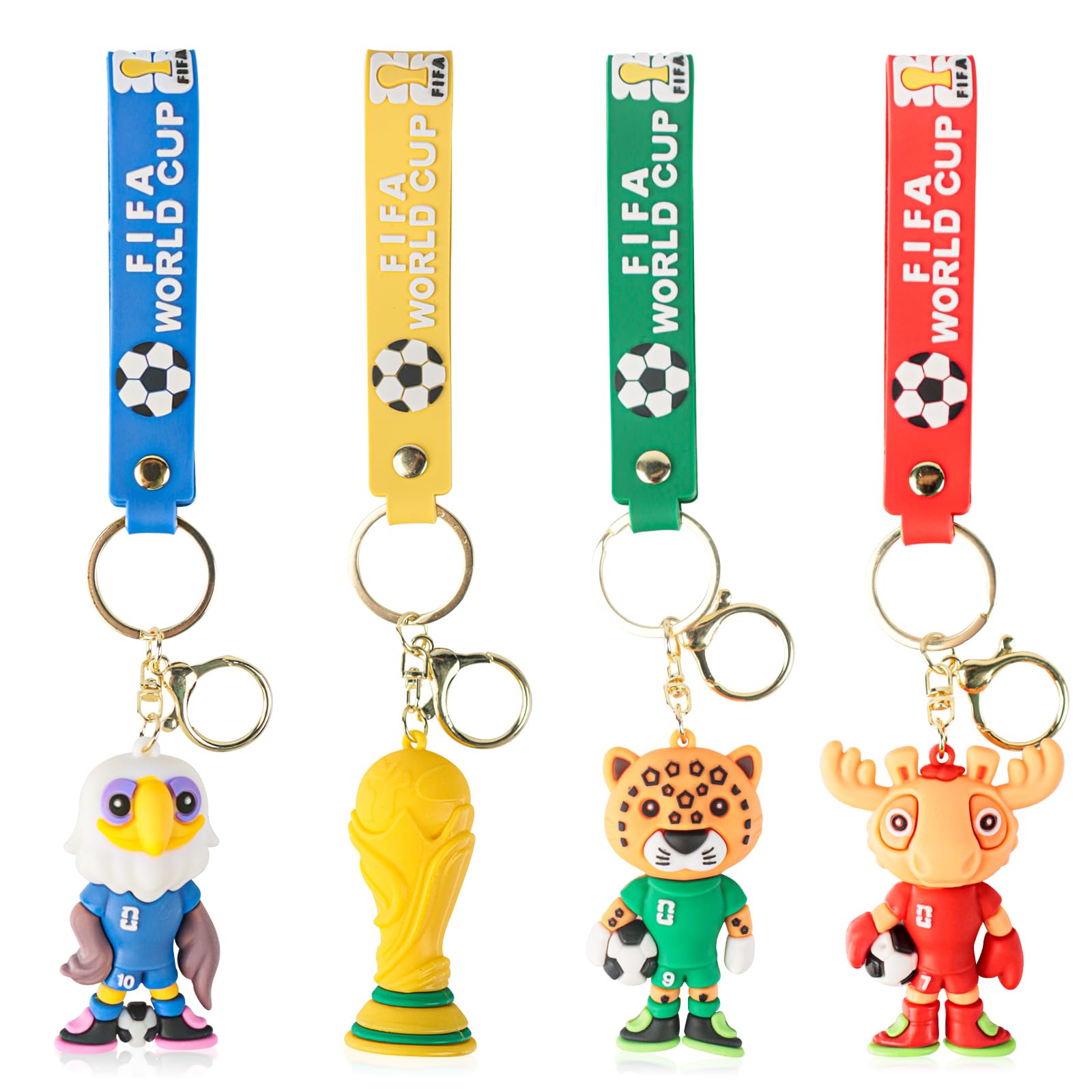Porte-CléS Mascotte De La Coupe Du Monde 2026, 4 PièCes Porte-CléS Cartoon De La Coupe Du Monde 2026, Articles Pour Fans De Football Pendentifs - 1