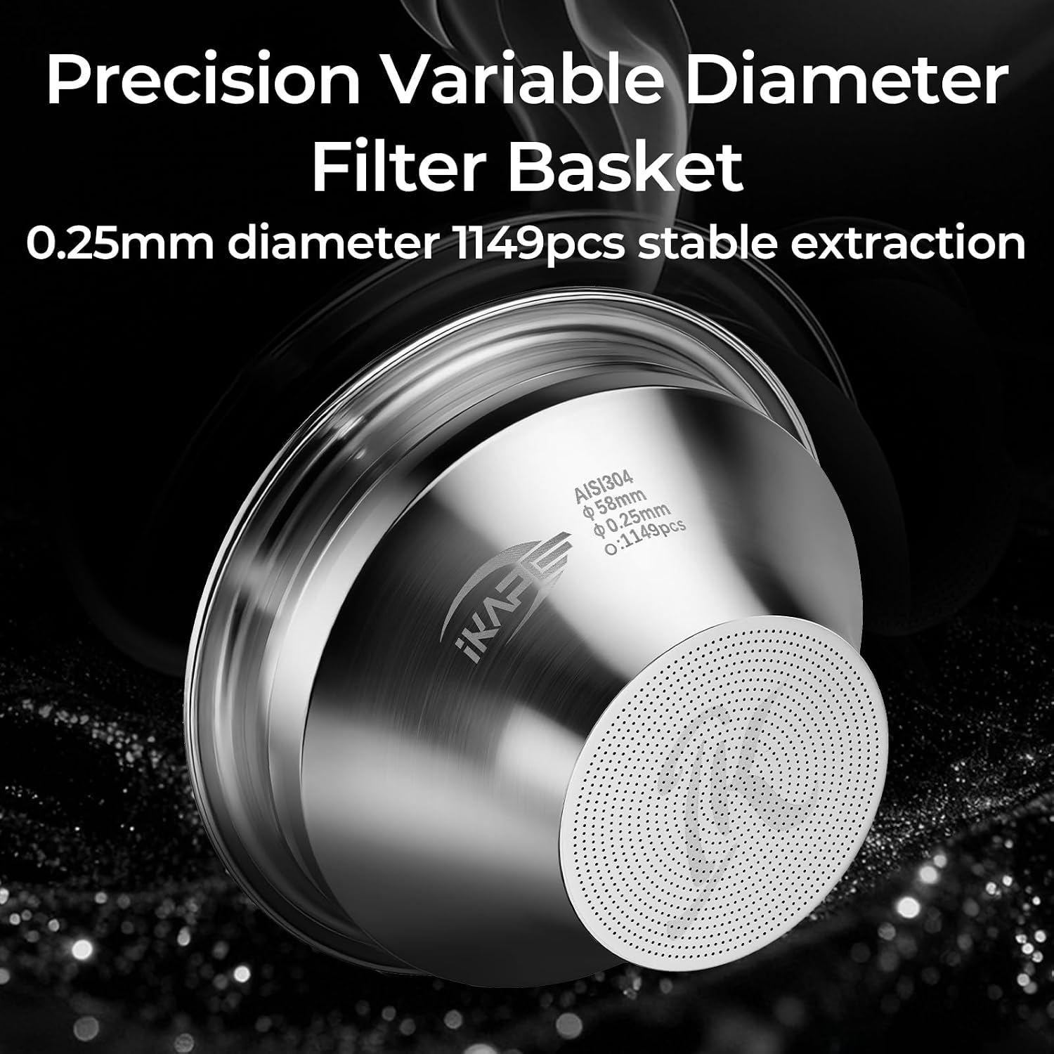 IKAPE Precision Variable Diameter Filter Basket, 58mm 18g Espresso Portafilter Basket with 33mm Height, 0.25mm Diameter & 903pcs Holes, Enhance Flavor Extraction