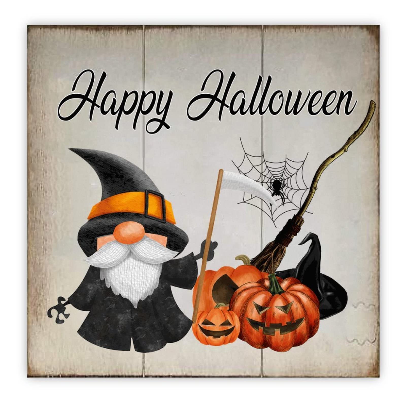 Panneau en bois de citrouille d'Halloween décoration murale vintage rétro 40 cm