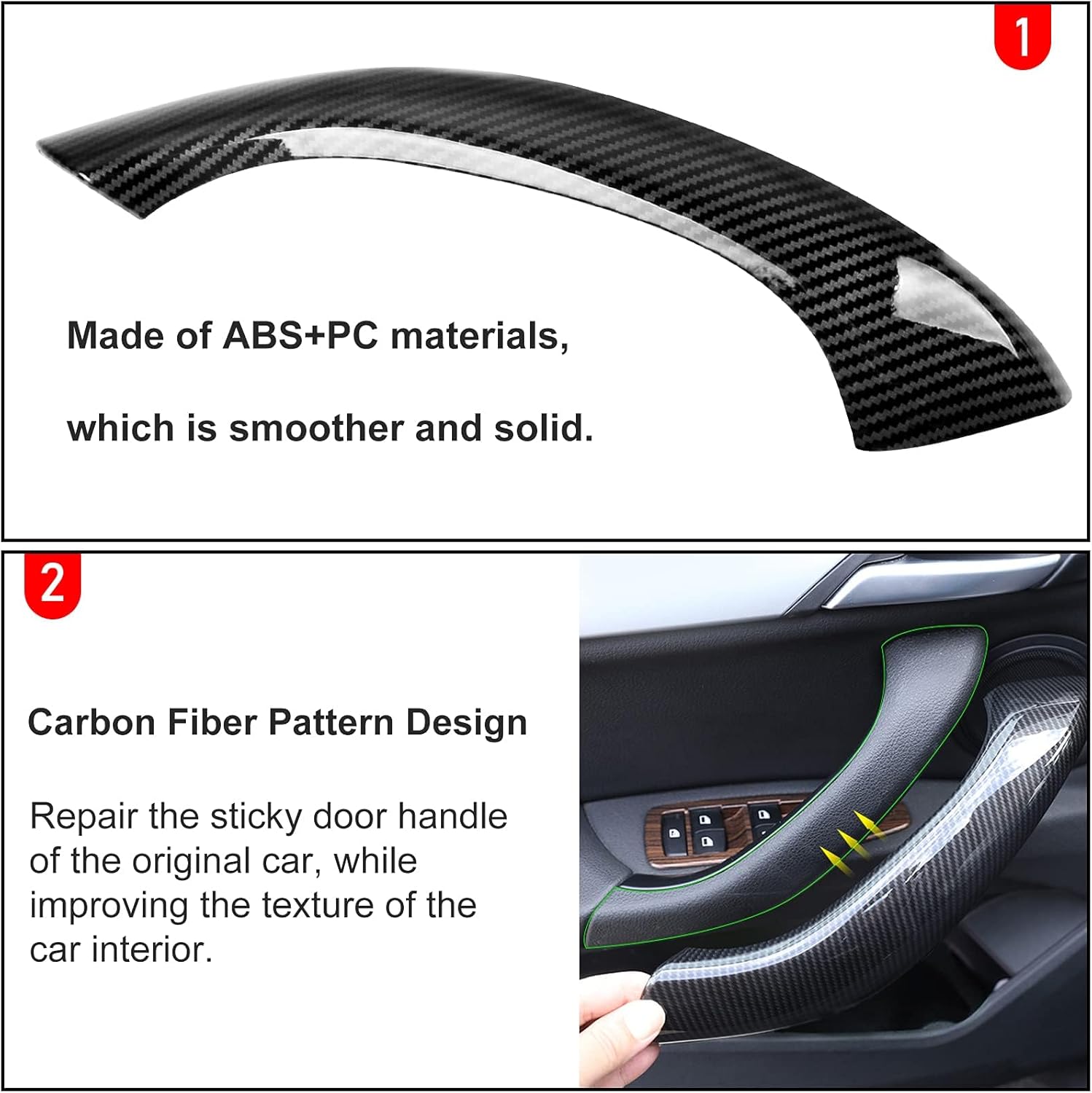 Jaronx Compatible with BMW X1/X2 Door Handle Cover, Left Side Carbon Fiber Pattern Doors Handle Outer Covers Replacement Compatible with BMW X1 F48 2016-2022, X2 F39 2018-2023
