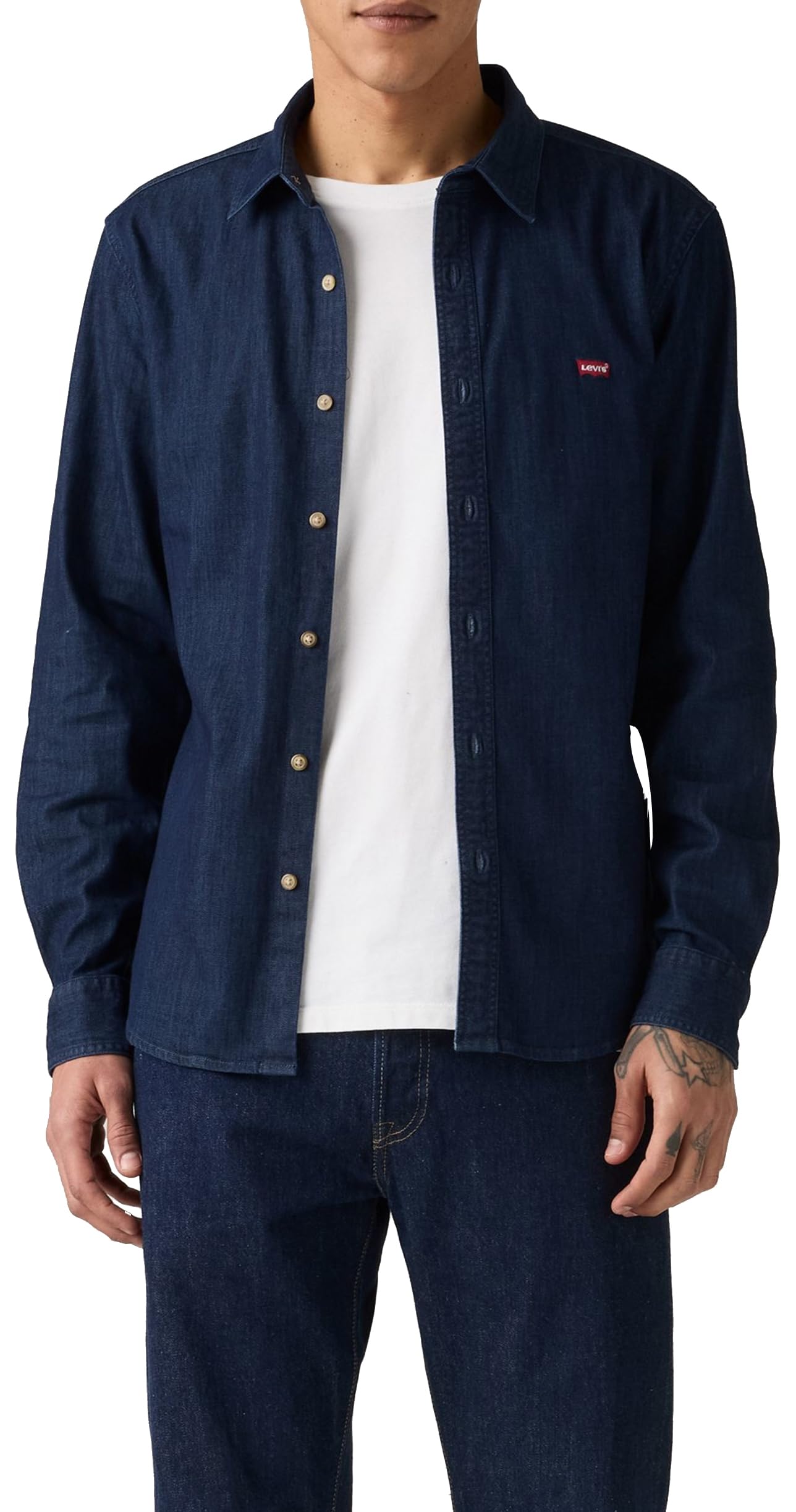 Levi's Men's Ls Battery Hm Shirt Slim Button, Mookie Dark Wash, S