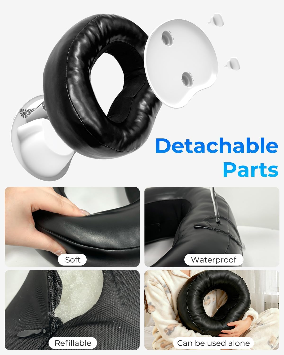 Tablet Pillow Stand with Storage Liner - Leatherette, Stable Support for 6.1-15.6 Inch Devices, Waterproof & Foldable for Sofa/Bed/Floor, Fit Thickness Case for iPad Pro/Air/Mini, Galaxy Tab