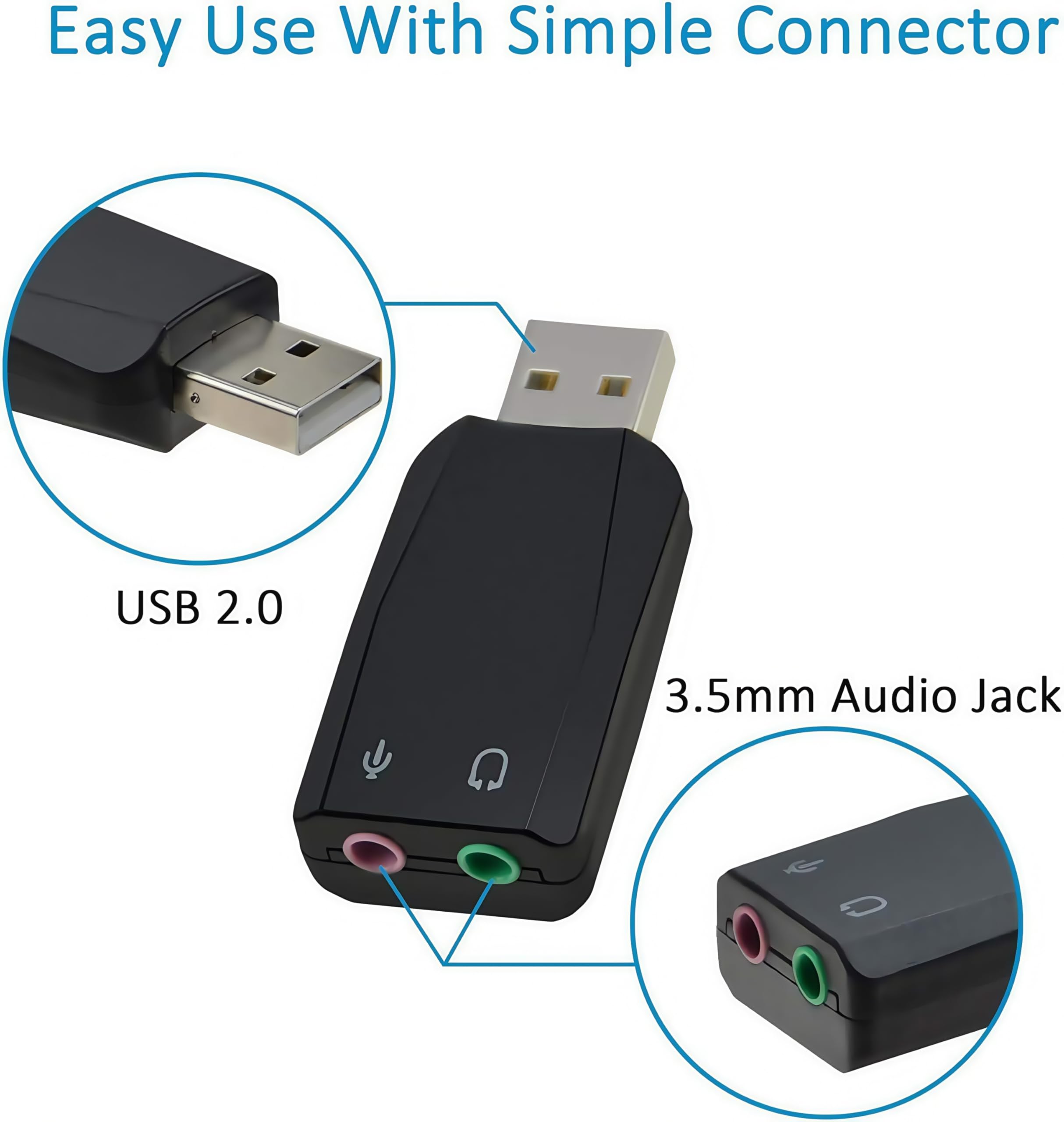 Adattatore Audio USB Esterno Con Jack 3.5mm - Per Cuffie E Microfono, Plug & Play Per Win, Mac, Linux, PS4
