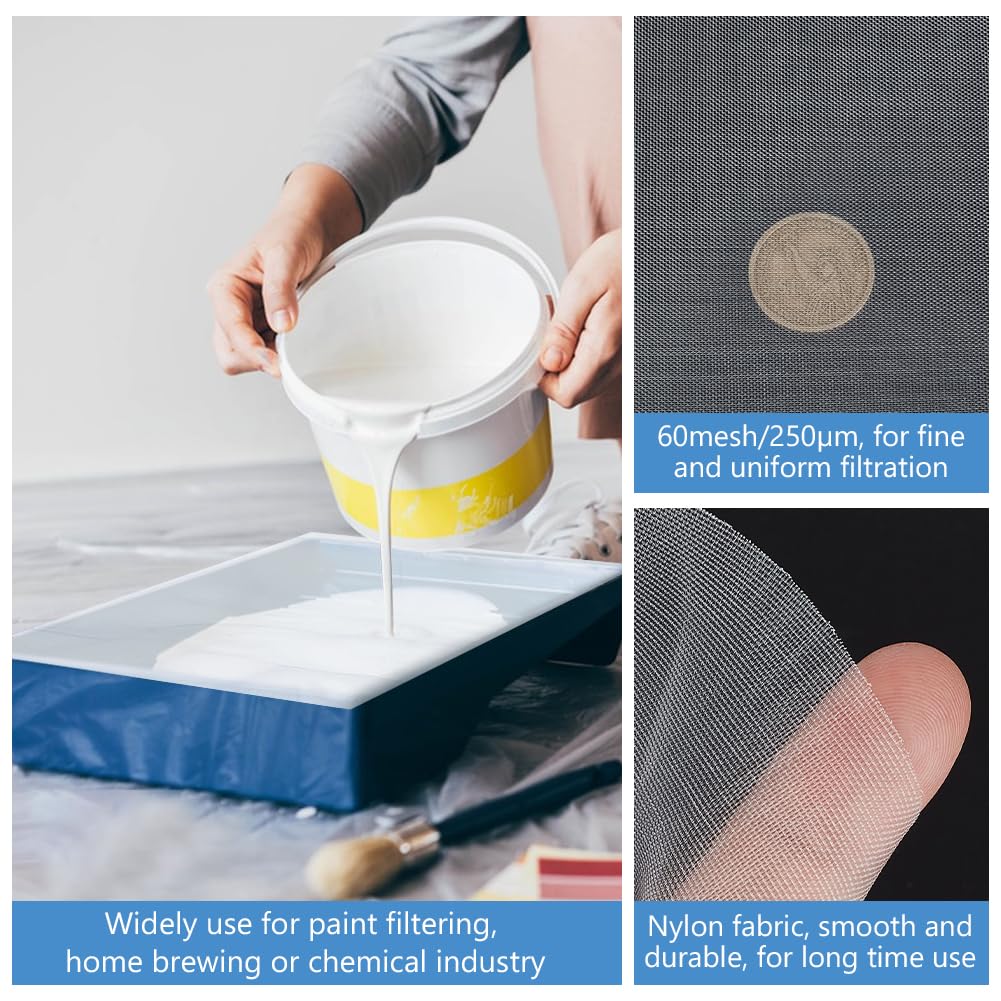 BENECREAT Filtro A Maglie di Nylon Bianco Da 100x200cm, 60 maglia Riutilizzabile Filtro Acqua Maglia Filtro Fine Resistente Al Calore per Vernice, Birra Fatta In Casa, 0.1mm di Spessore