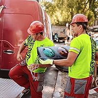 Vista 3 de Matedecor Camisa de Alta Visibilidad con Cráneo para Hombre, Camisas Reflectantes de Seguridad con Bandera de EE. UU., Nombre Personalizado