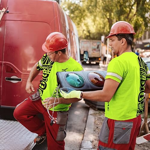 Miniatura 5 de Matedecor Camisa de alta visibilidad con calavera para hombre, camisetas de seguridad reflectantes con bandera de EE. UU., ropa de trabajo,