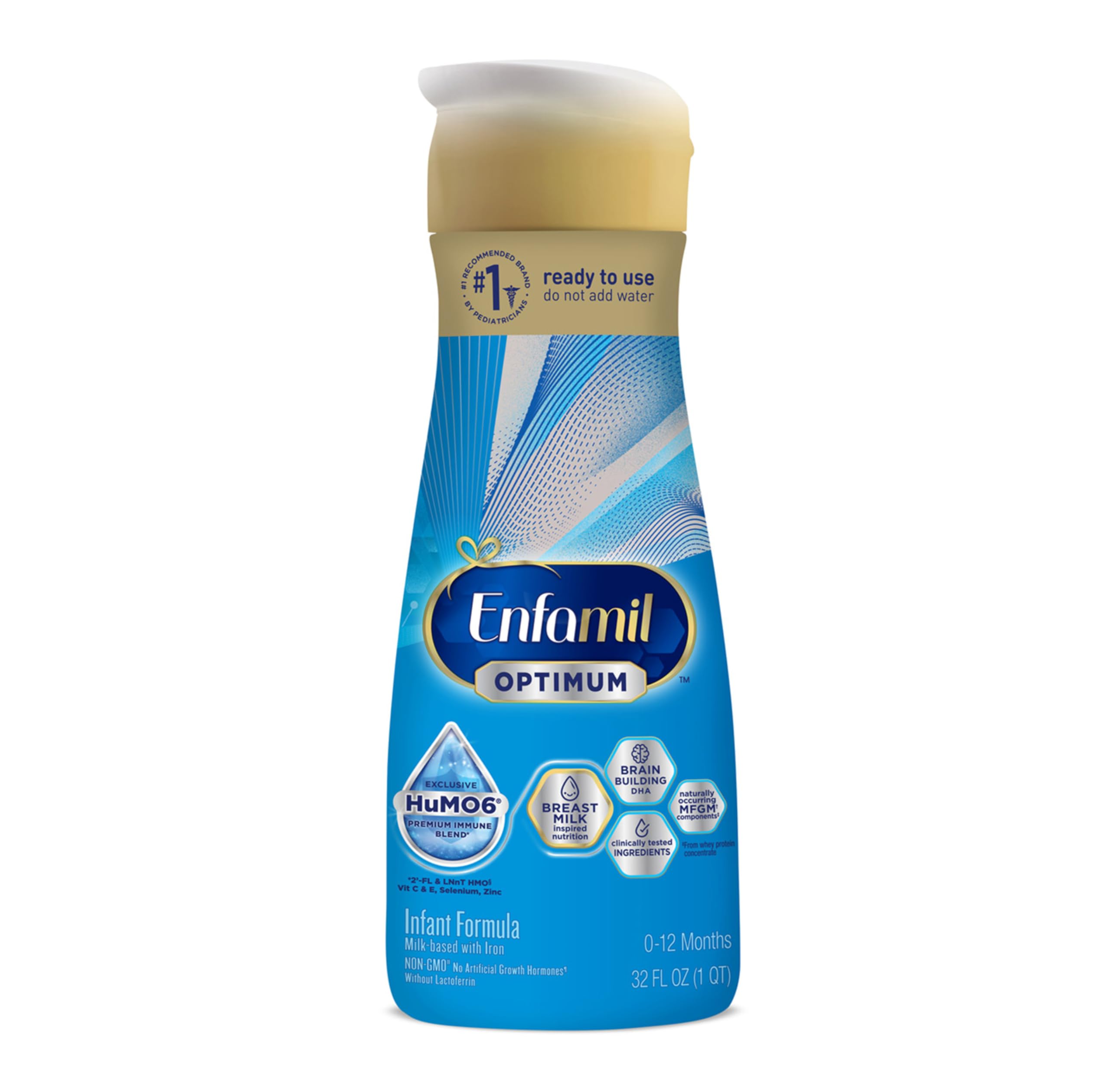 Enfamil Optimum (Enspire) Ready-to-Feed Baby Formula, Our Closest to Breast Milk, Brain-Building DHA, 32 Fl Oz